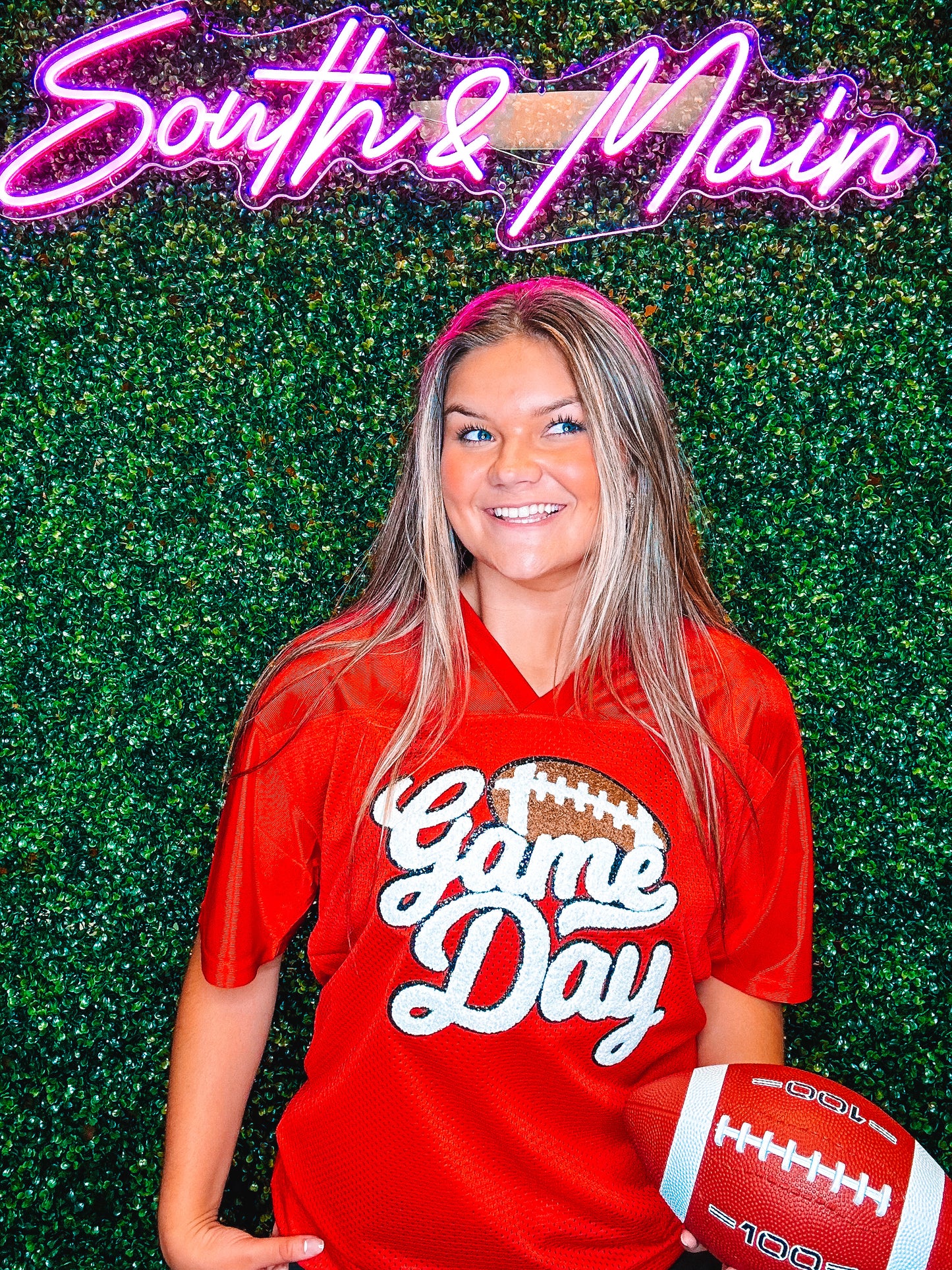Red Football Jersey Game Day Football Chenille
