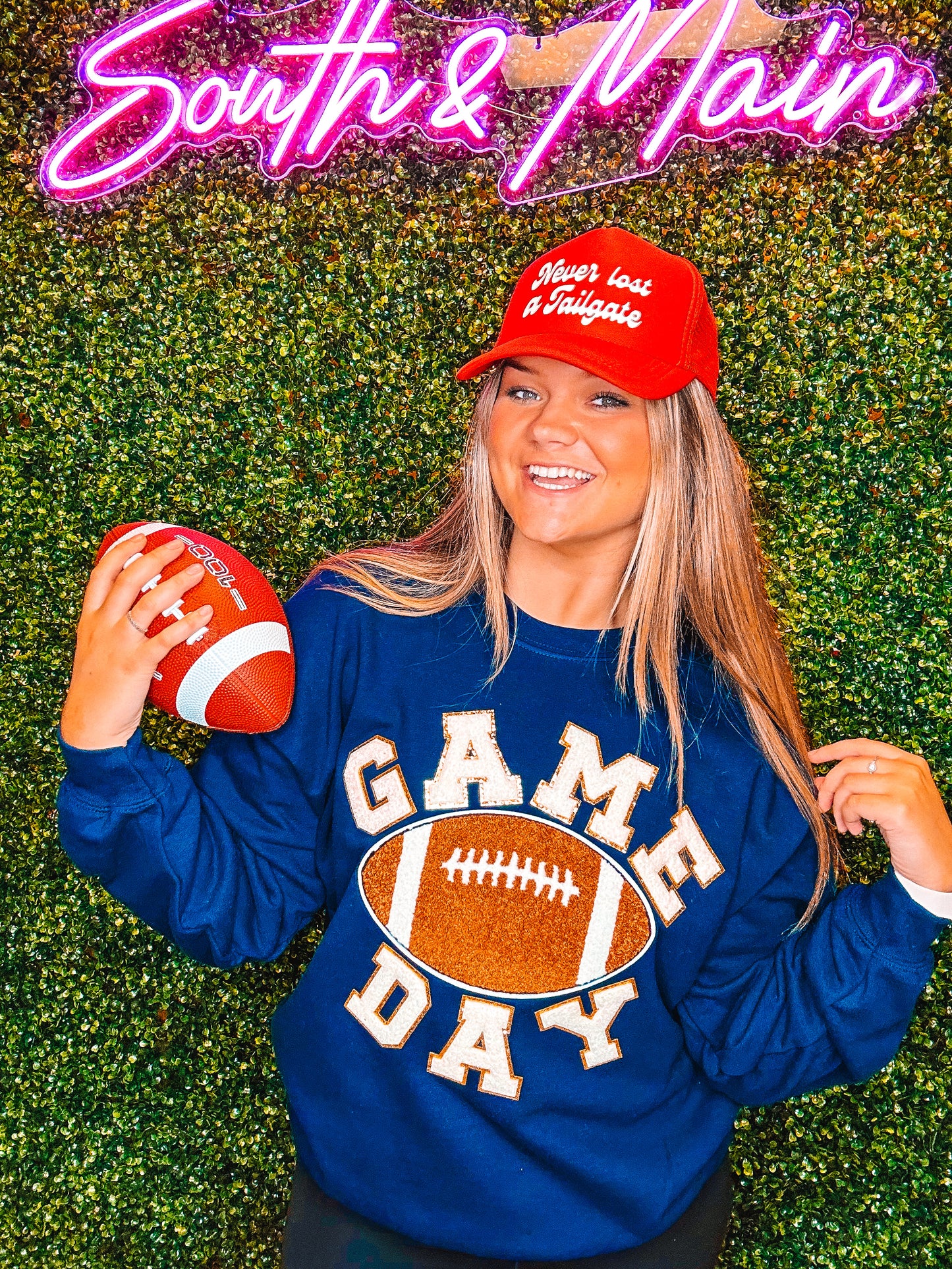 GAME DAY Football Chenille Sweatshirt