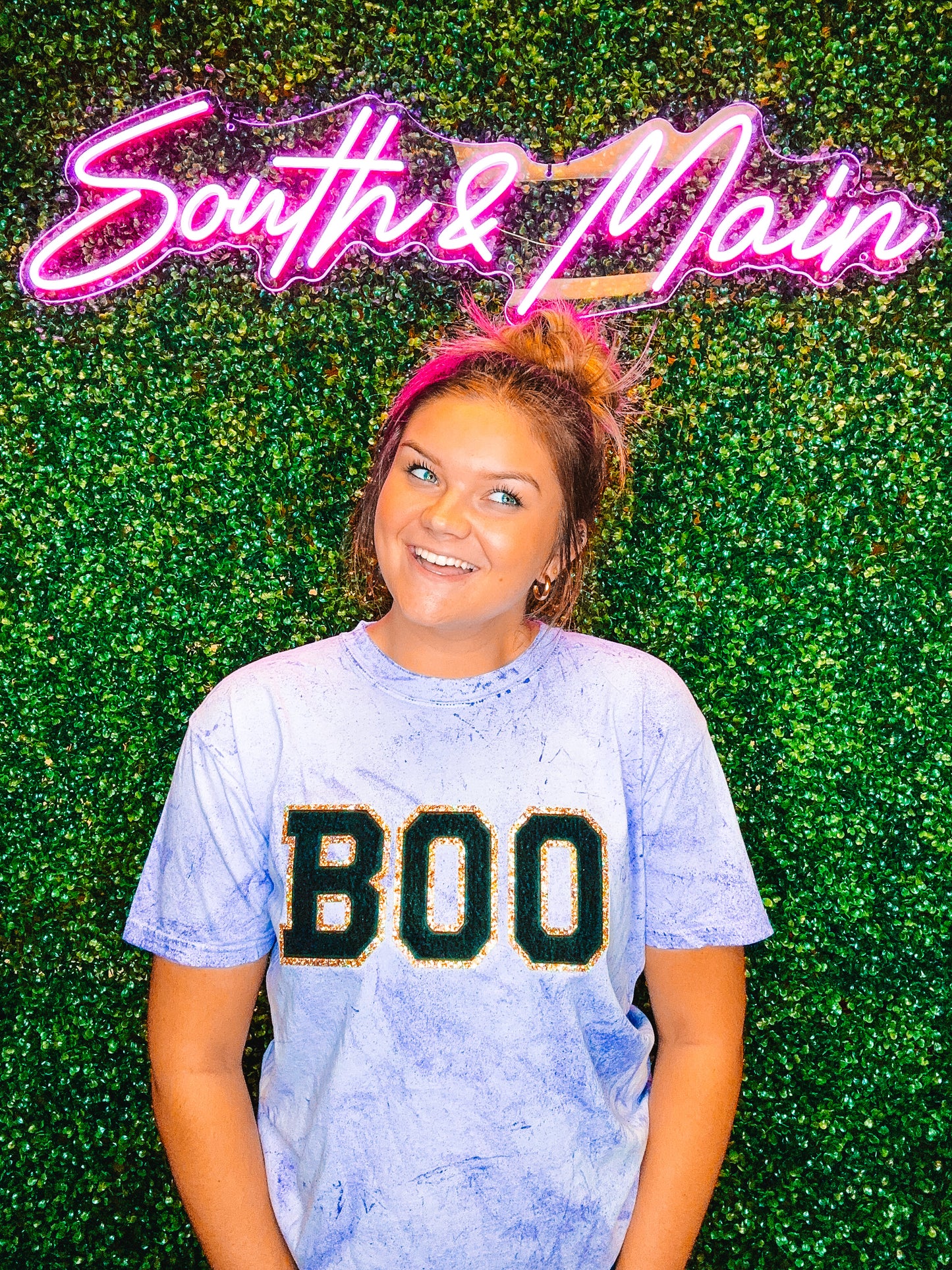 BOO Chenille T-Shirt - Comfort Colors Purple