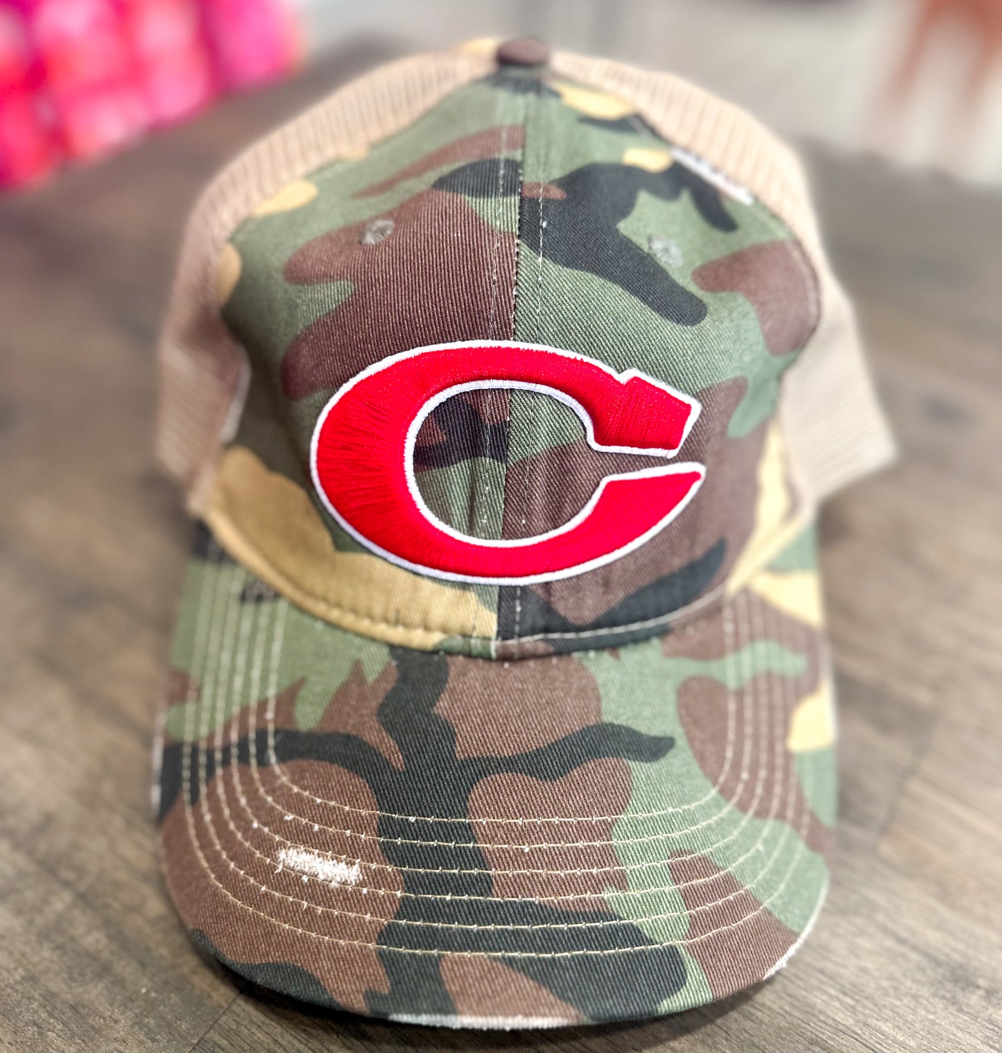 Corbin Distressed Green Camo Hat