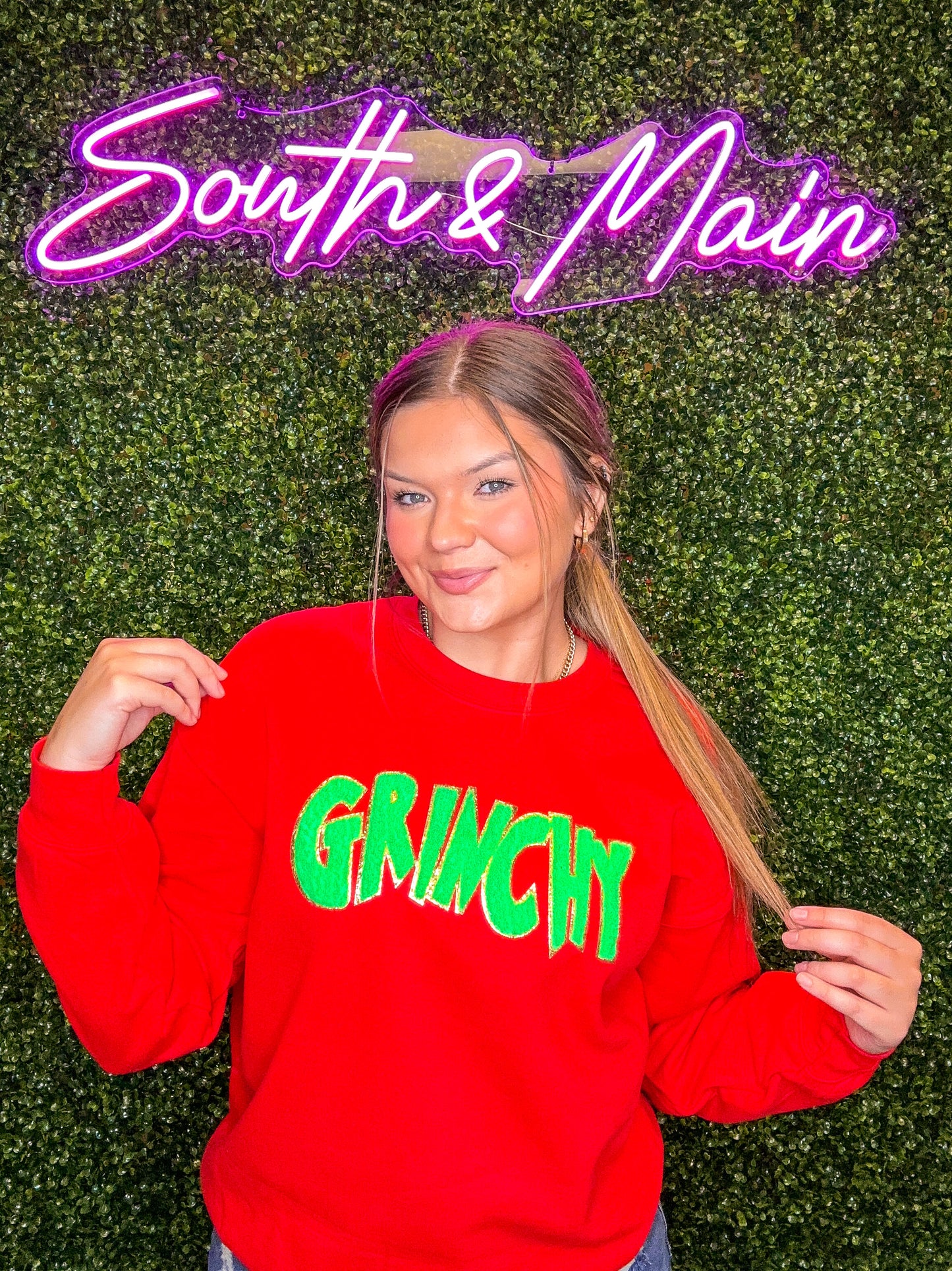 Green GRINCHY Chenille Sweatshirt
