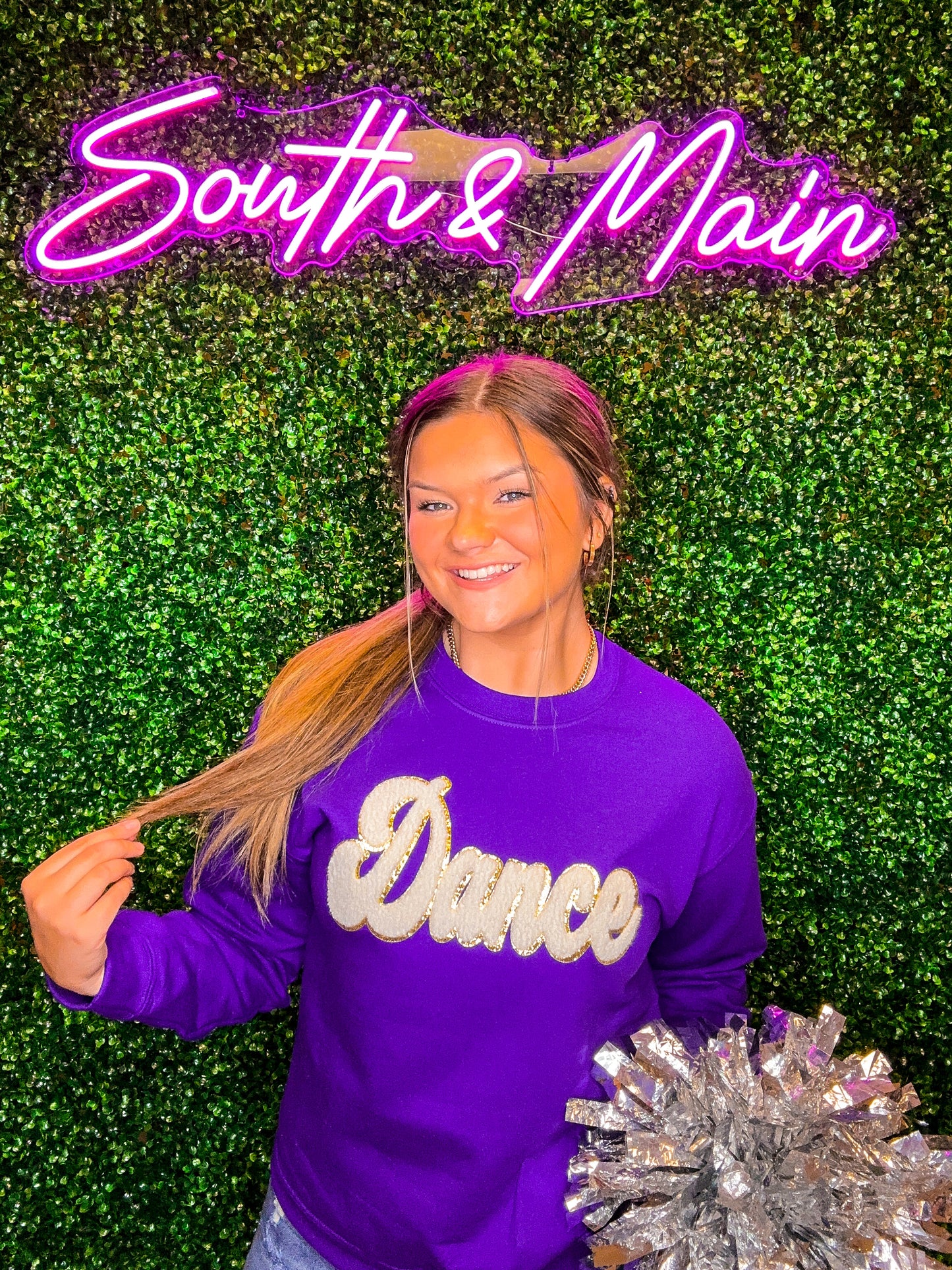 White Dance Script Chenille Sweatshirt