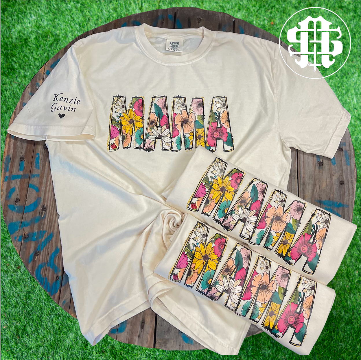 MAMA Floral Comfort Colors T-Shirt