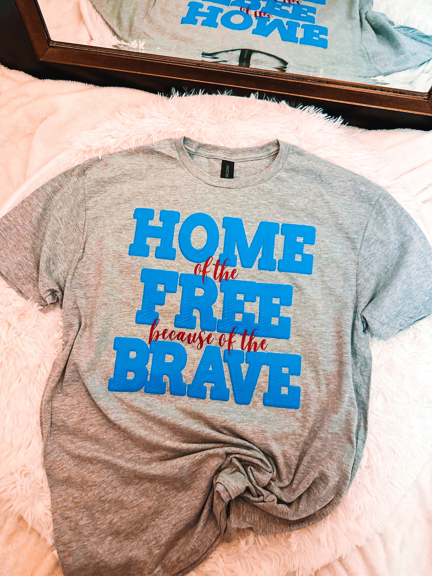 Home of the Free because of the Brave Puff T-Shirt