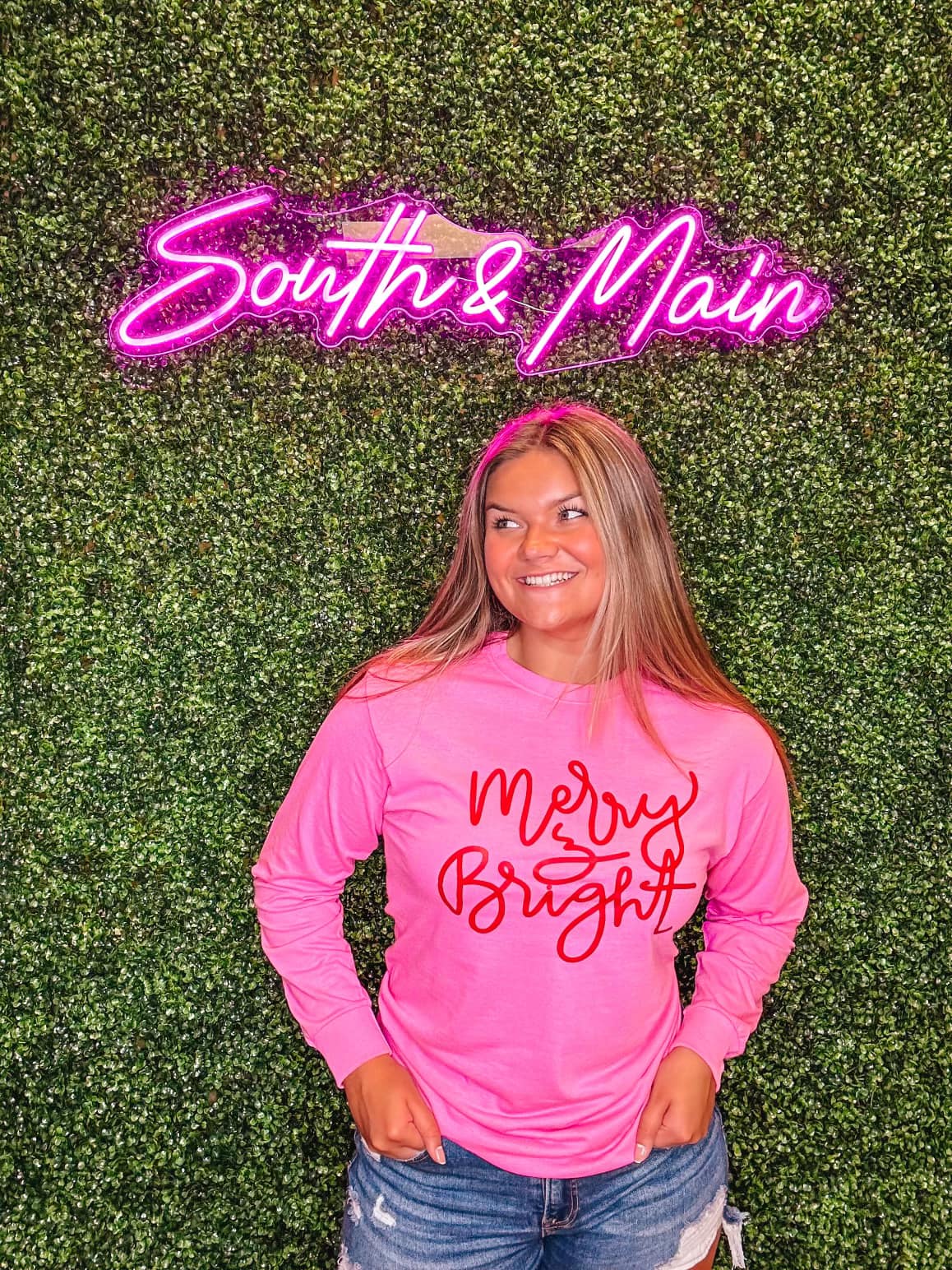 Merry & Bright Long Sleeve Shirt - Pink