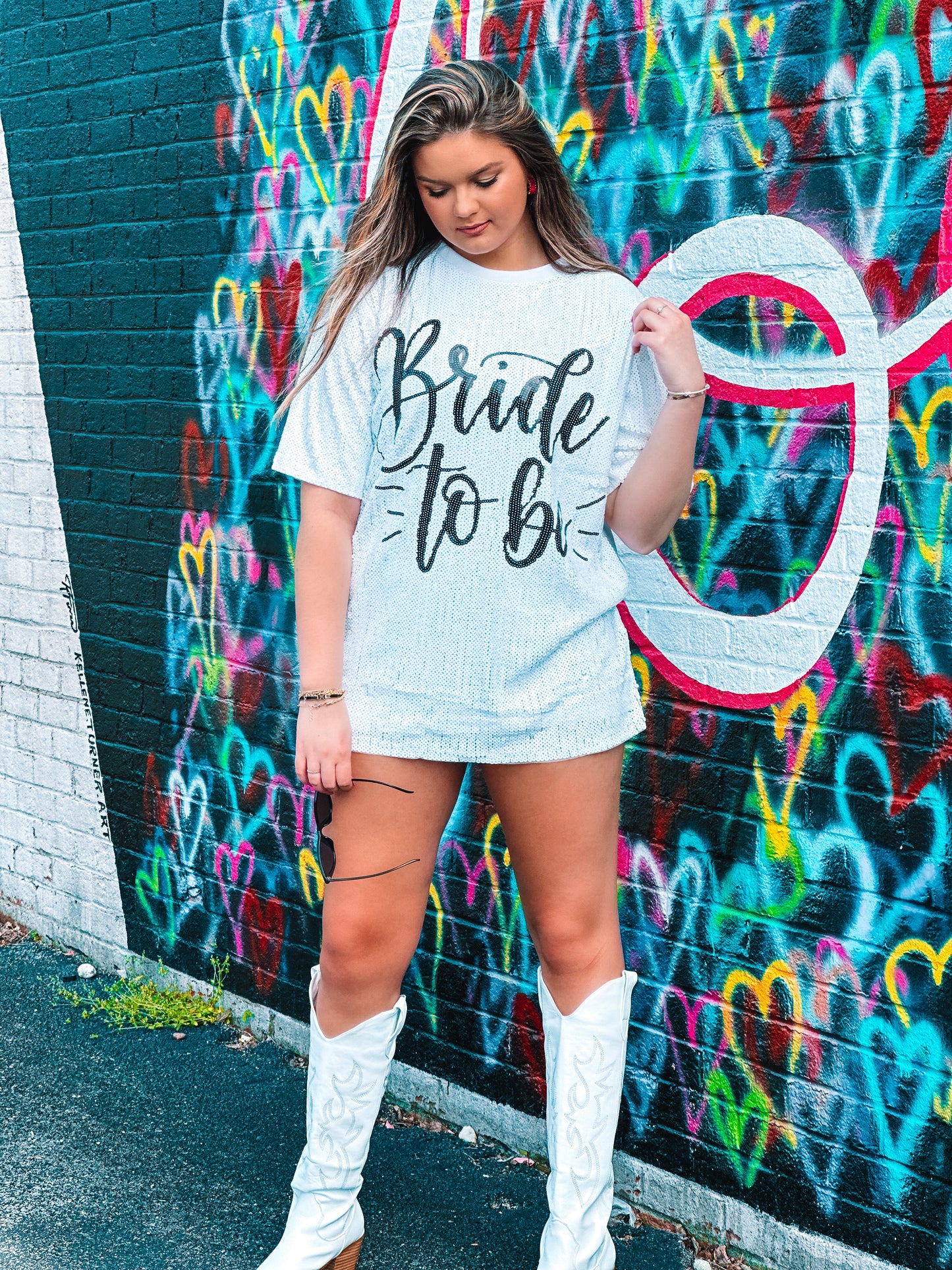 Bride to be Sparkly White T-Shirt Dress