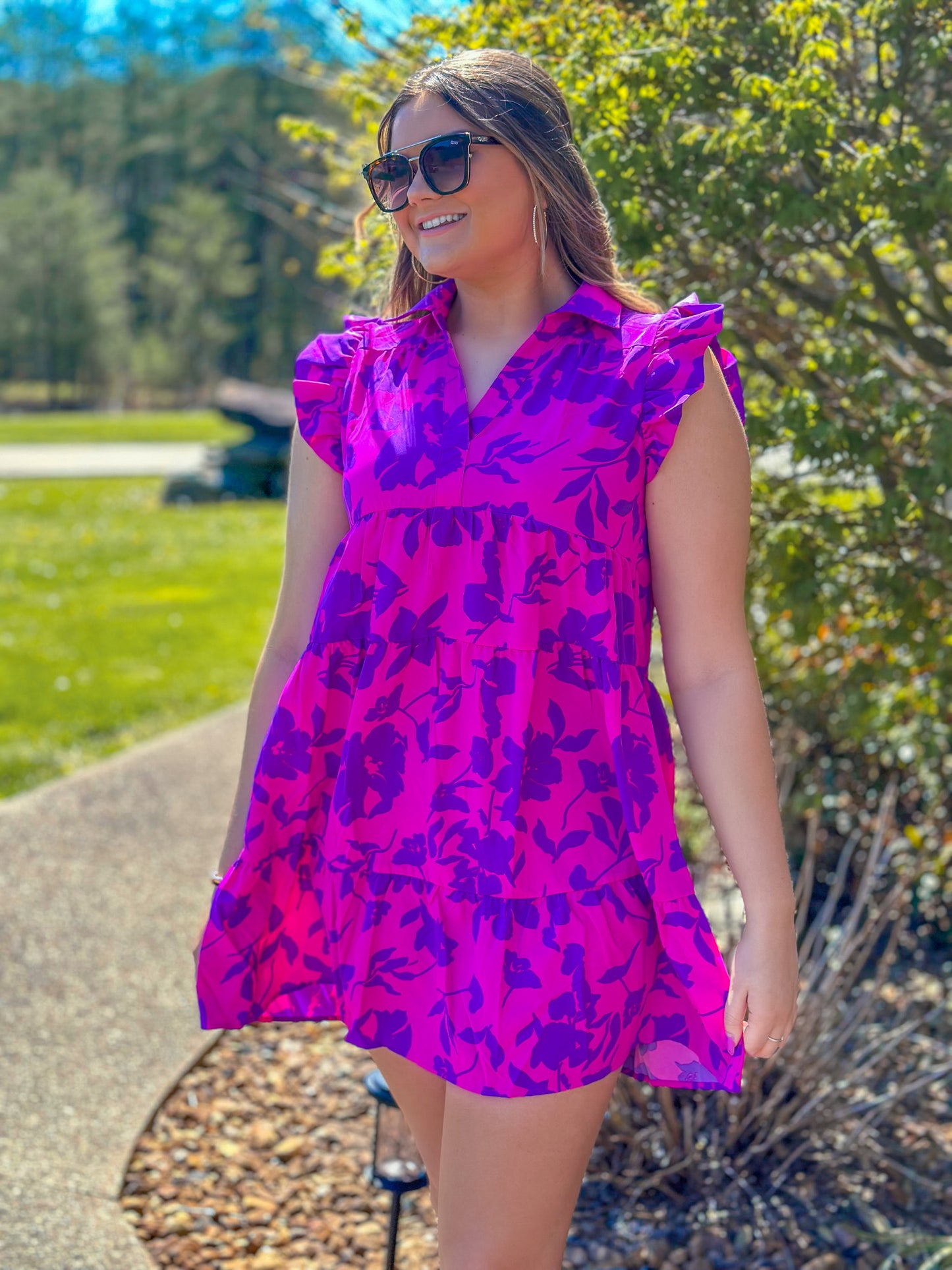 Pink + Purple Floral Dress