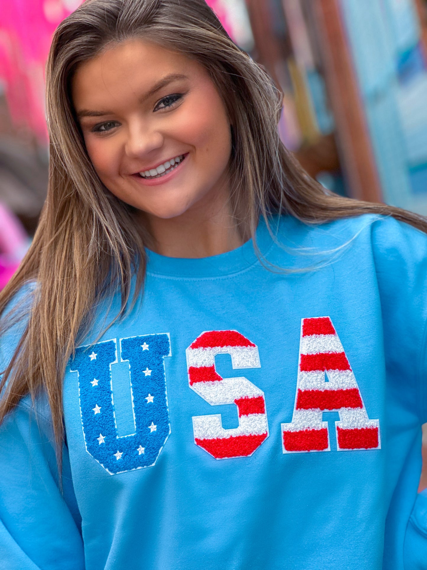 USA Chenille Carolina Blue Sweatshirt