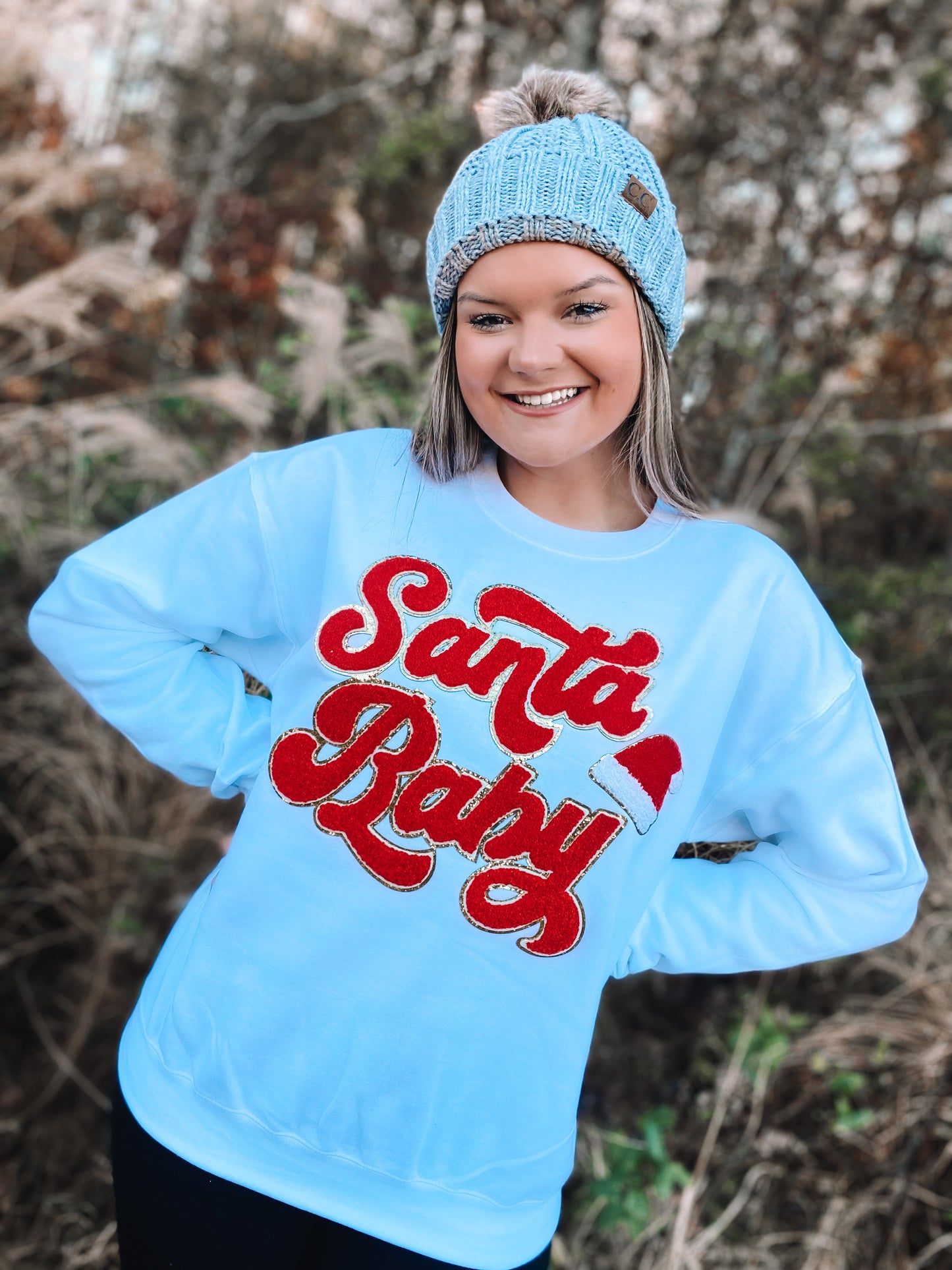 Santa Baby Chenille Sweatshirt (White)