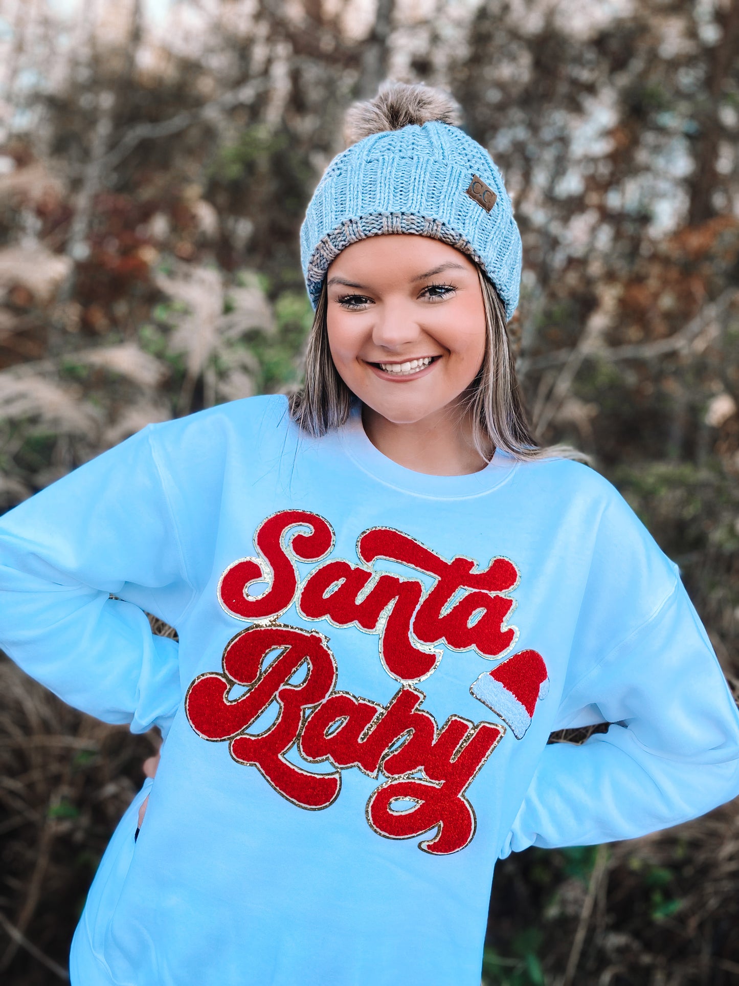 Santa Baby Chenille Sweatshirt (White)