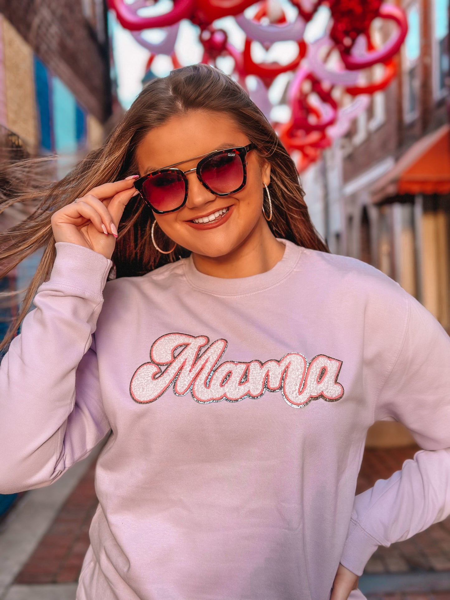 Light Purple Sweatshirt w/ Light Pink/White MAMA Chenille