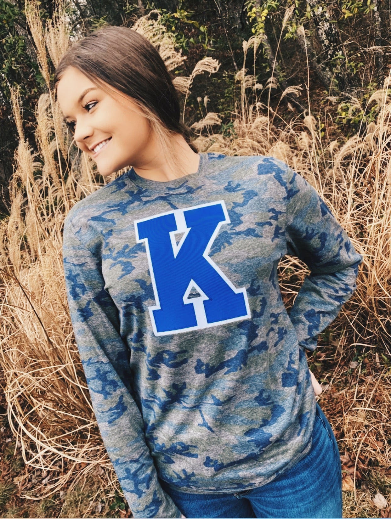 K Long Sleeve Tee Vintage Green Camo