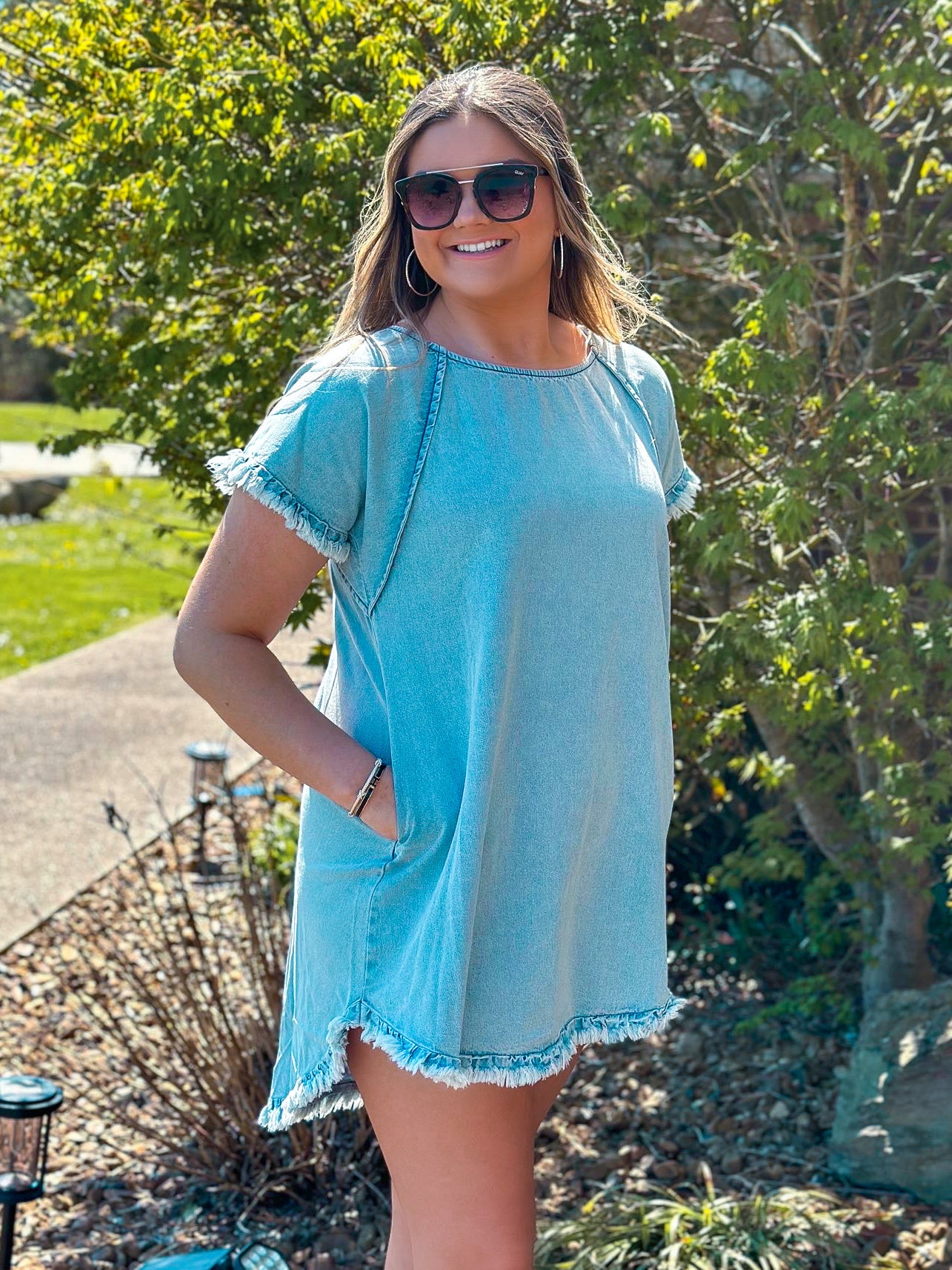 Blue Denim Fringe Dress Blue Denim Fringe Dress