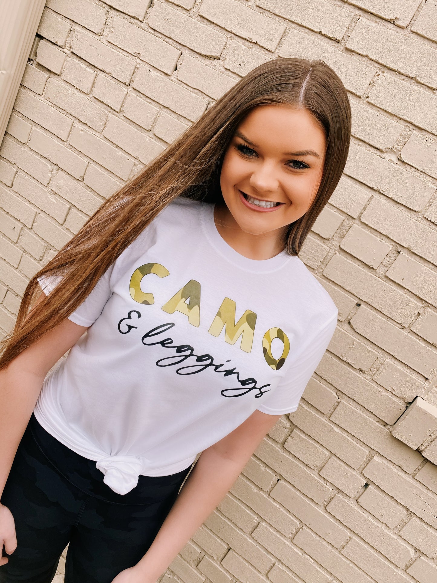 Camo & Leggings T-Shirt (White)