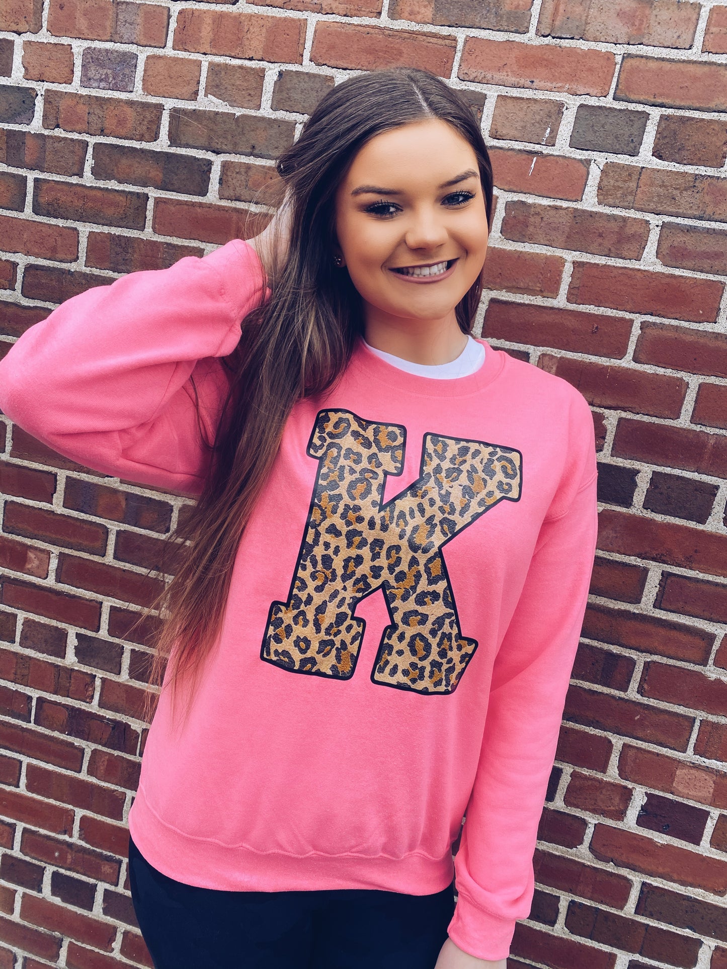 Power Leopard K Sweatshirt (Bright Pink)