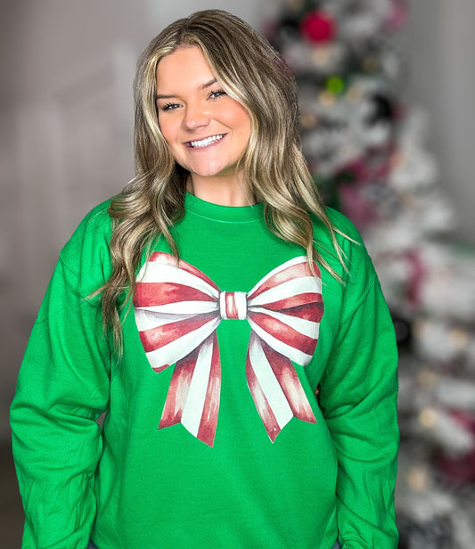 Candy Cane Bow Sweatshirt