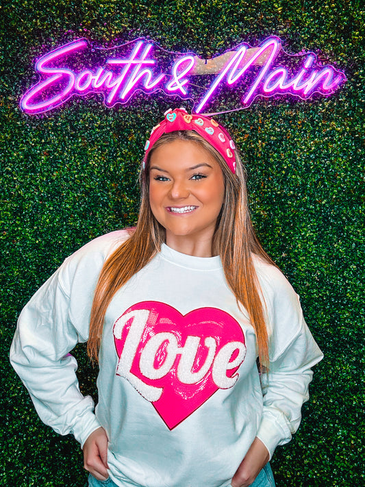 Hot Pink Love Sequin Sweatshirt