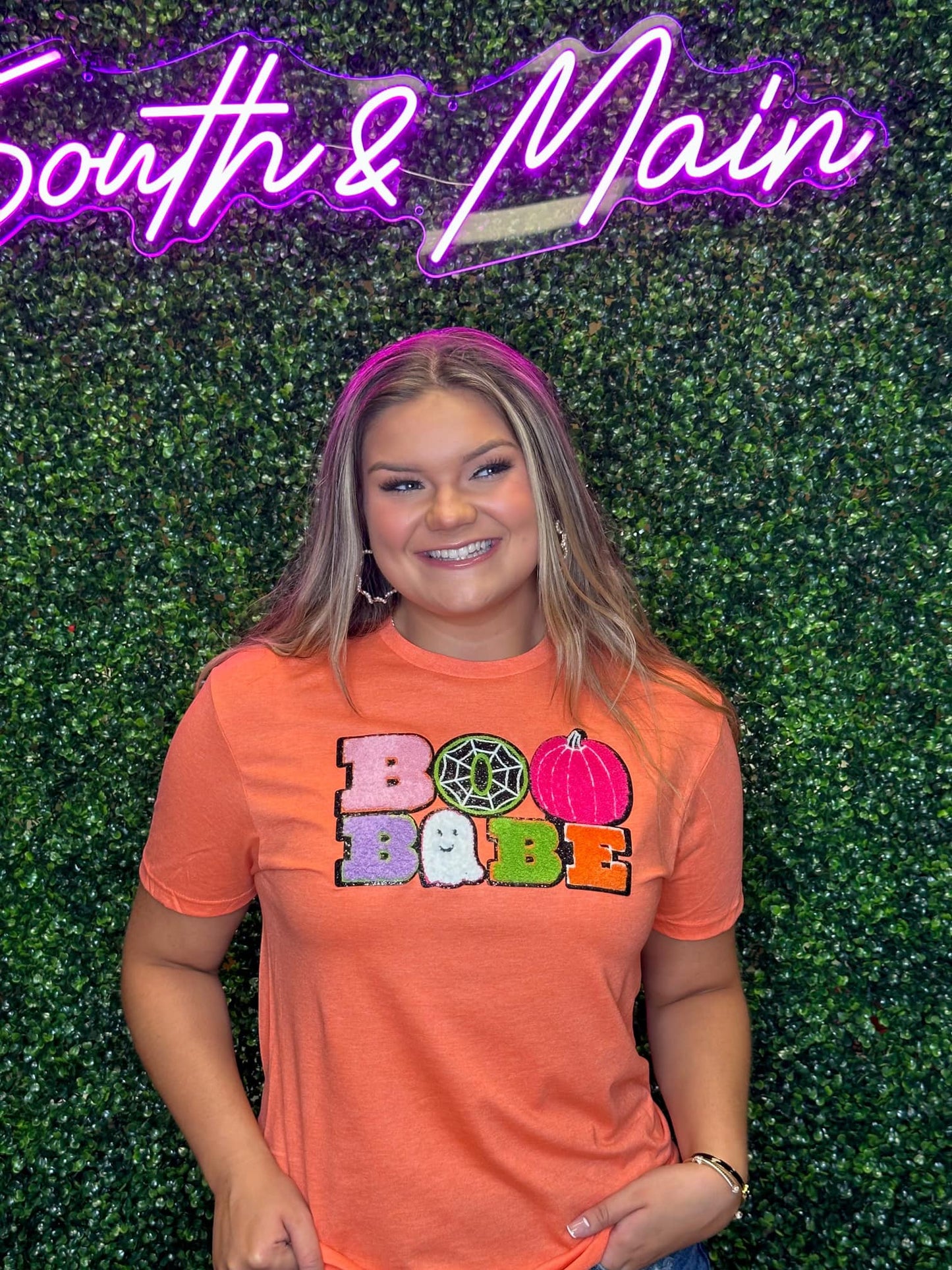 BOO BABE Chenille T-Shirt - Orange