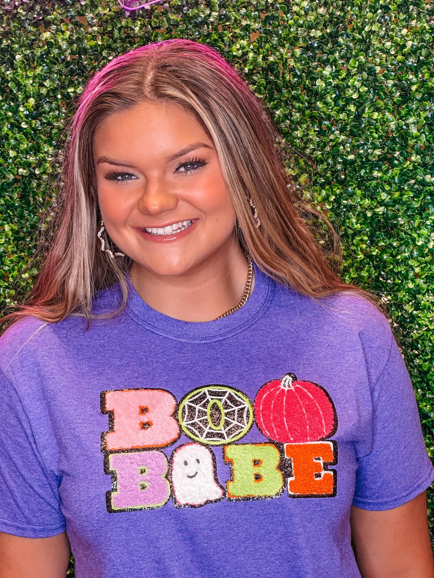 BOO BABE Chenille T-Shirt - Purple