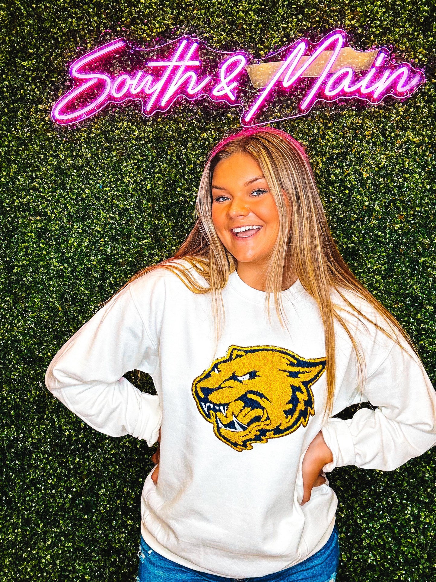 Panther Mascot Chenille Sweatshirt