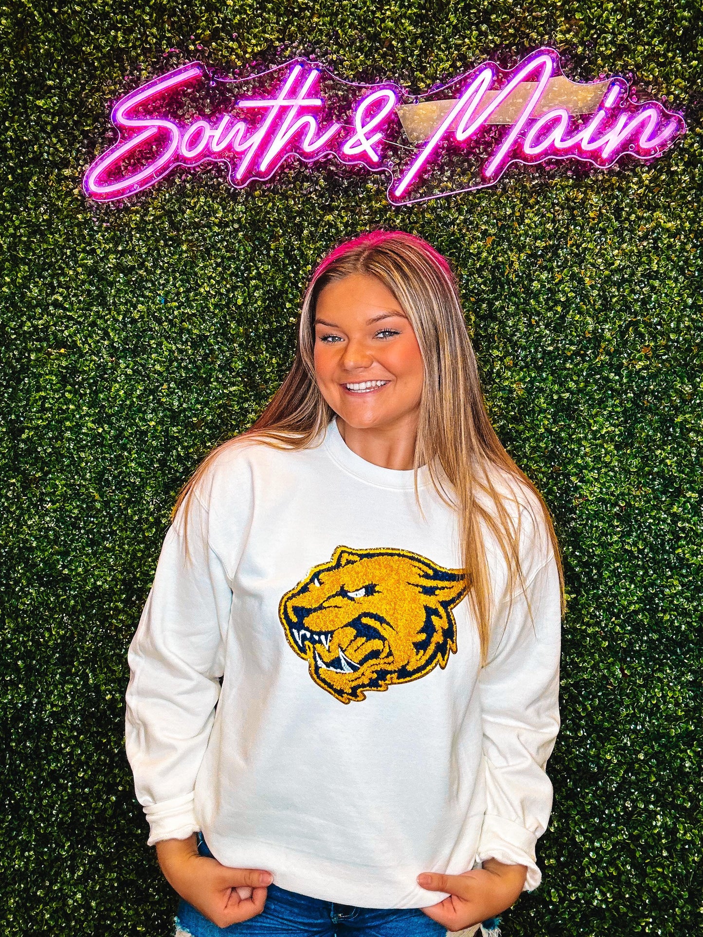 Panther Mascot Chenille Sweatshirt