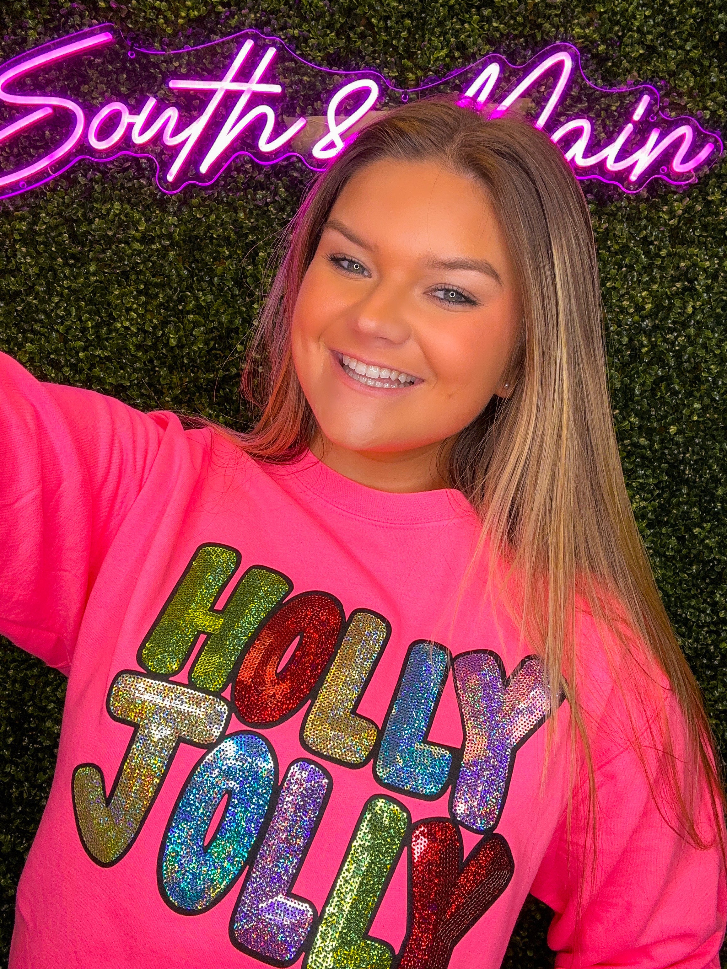 Pink best sale sequin sweatshirt