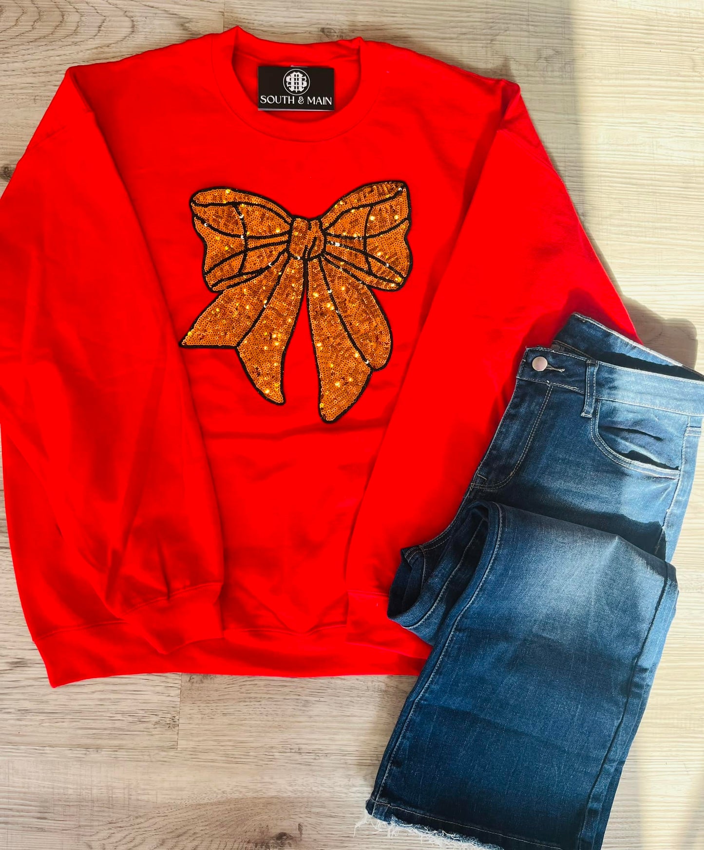 Sequin Basketball Bow Sweatshirt