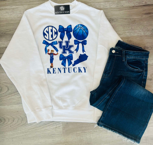 Kentucky Basketball Coquette White Sweatshirt