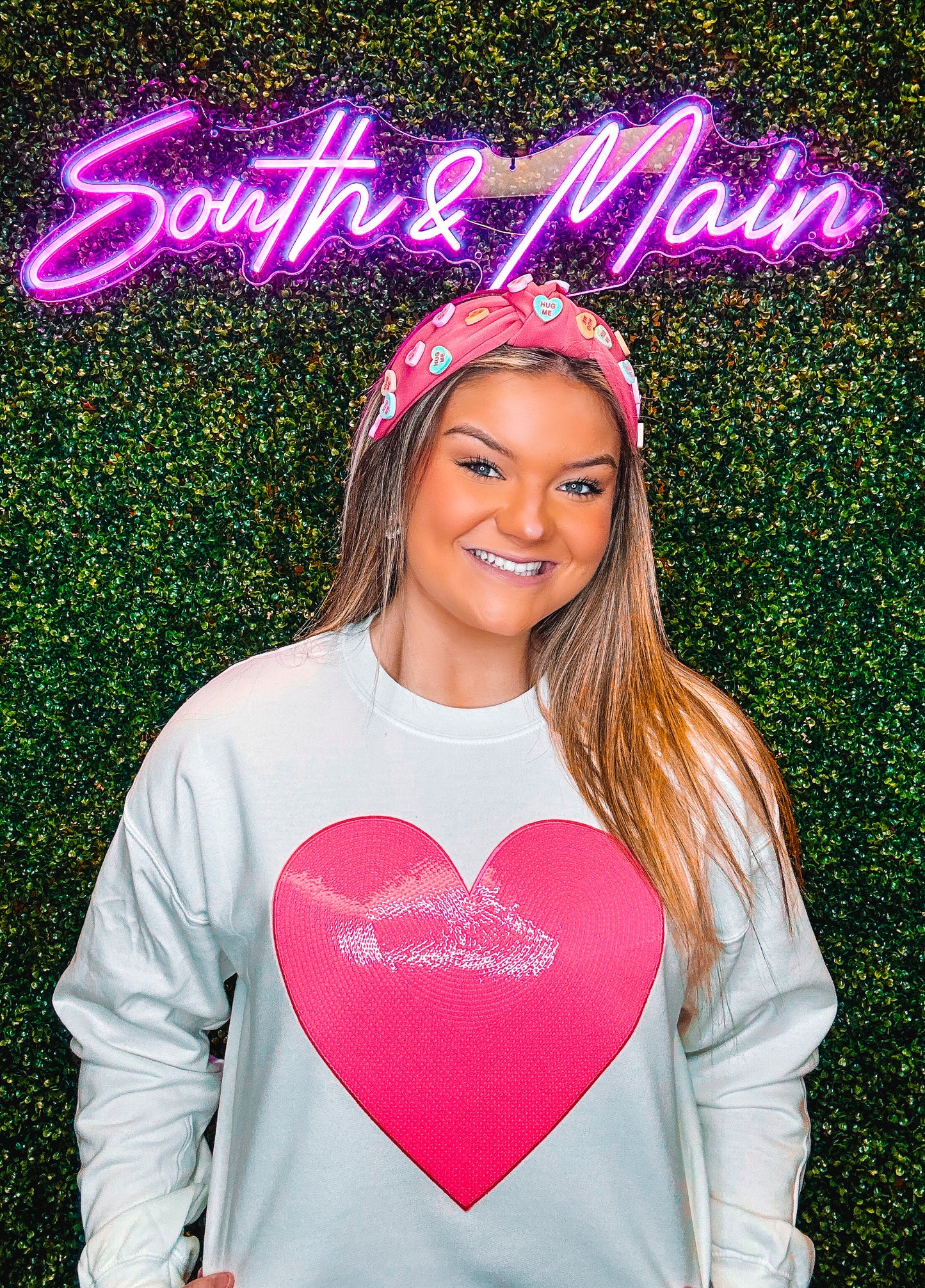 Hot Pink Heart Sequin Sweatshirt