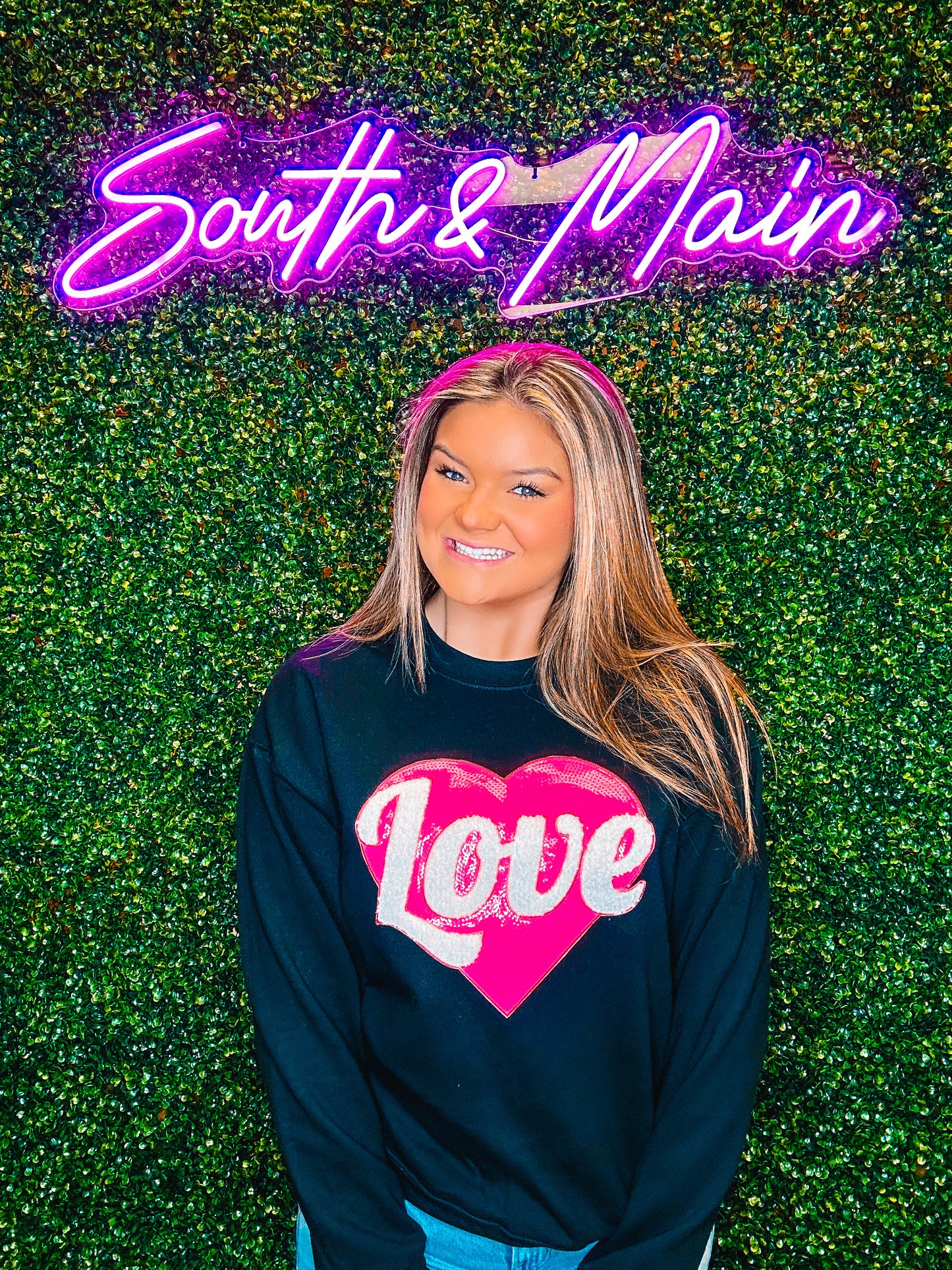 Hot Pink Love Sequin Sweatshirt