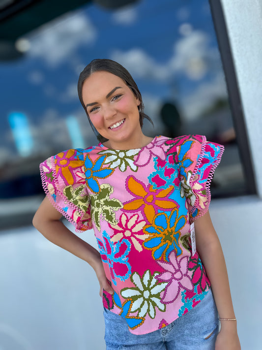 Floral Puff Sleeve Top