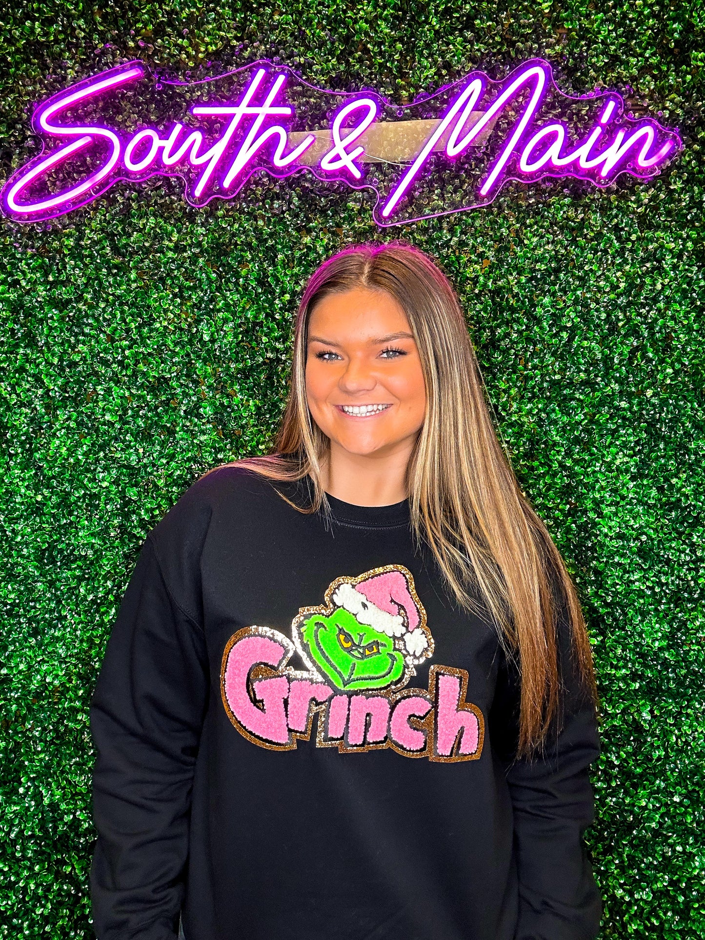 Grinch Chenille Sweatshirt - Black