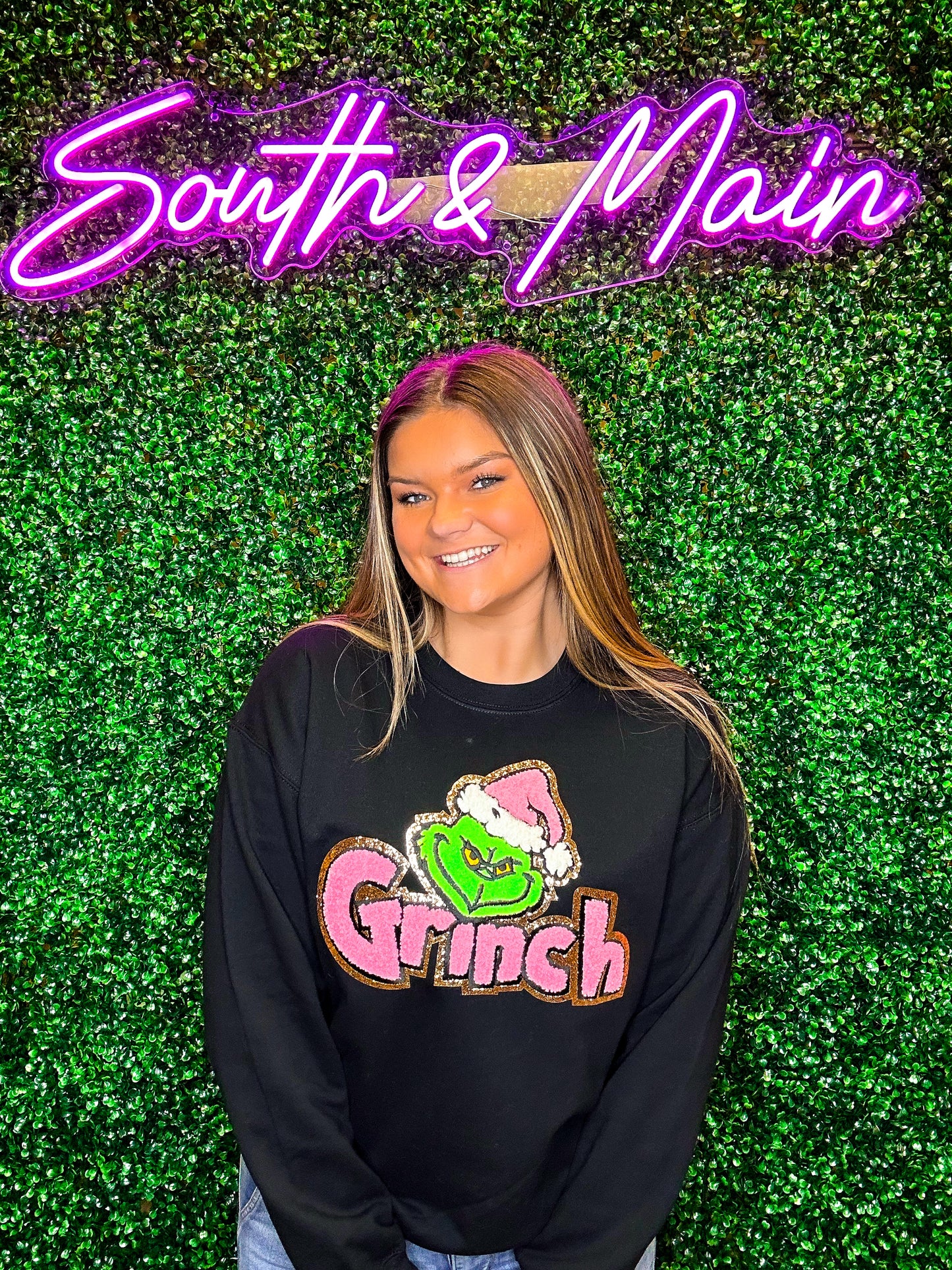 Grinch Chenille Sweatshirt - Black