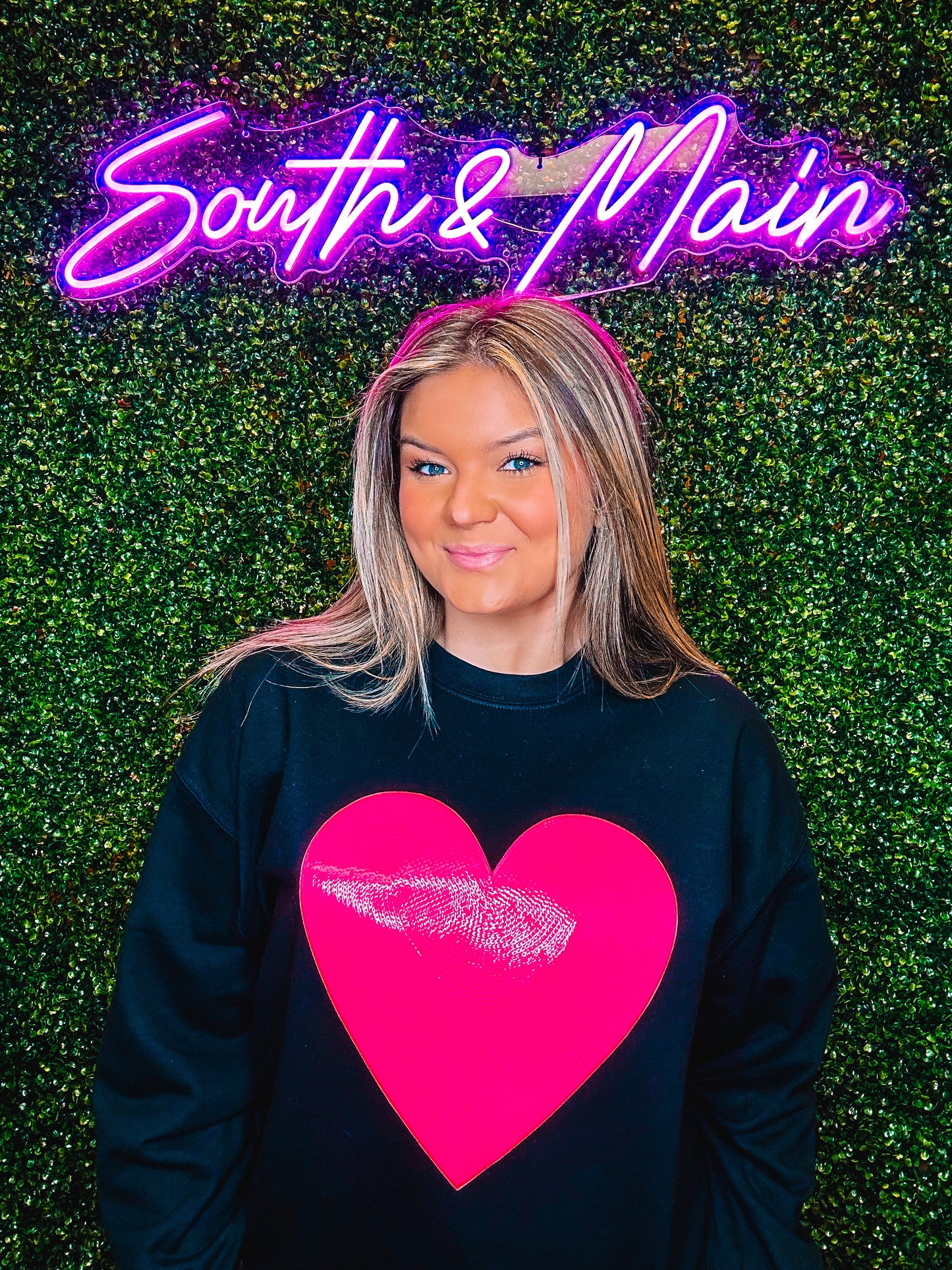 Hot Pink Heart Sequin Sweatshirt