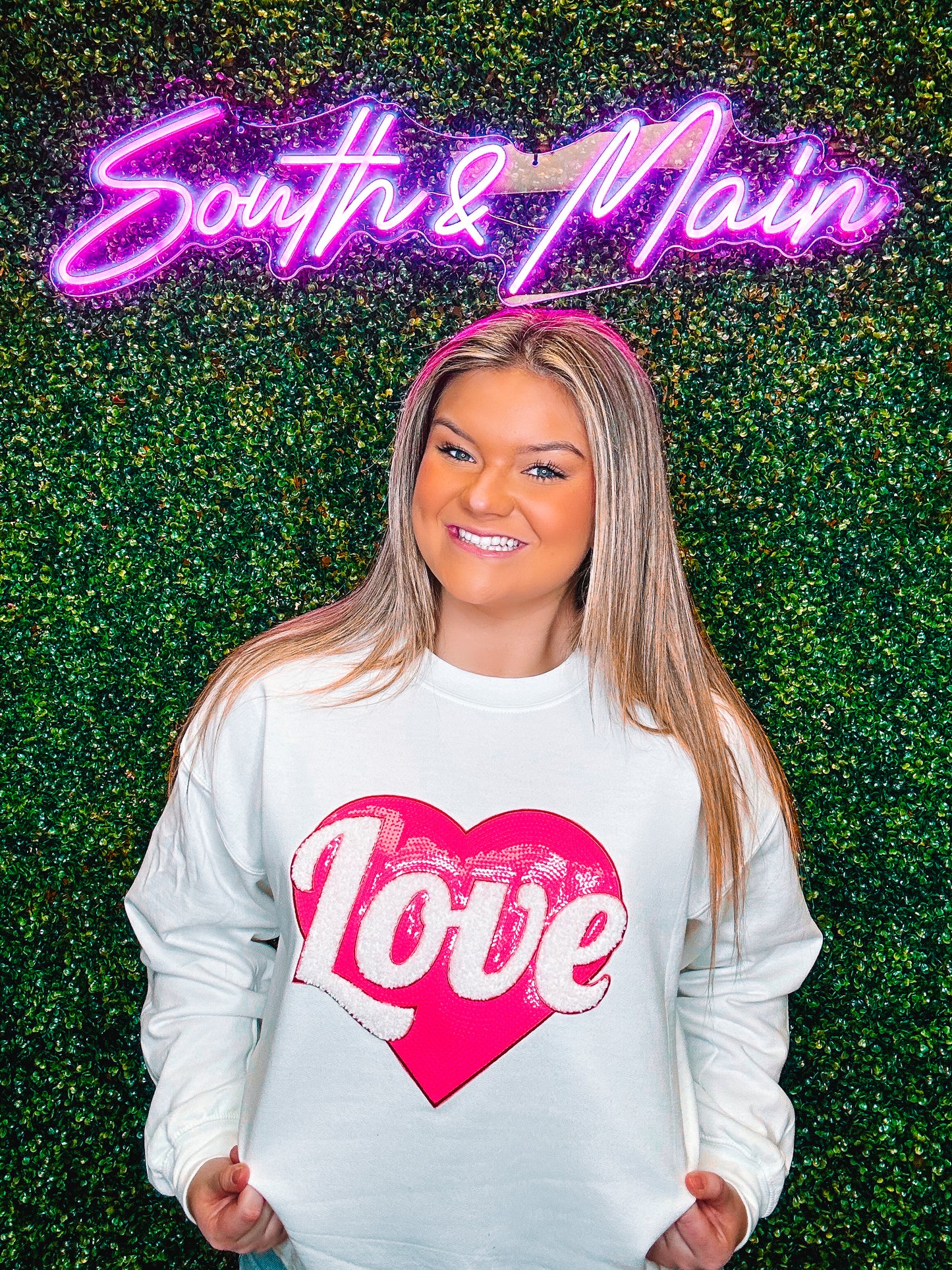 Hot Pink Love Sequin Sweatshirt