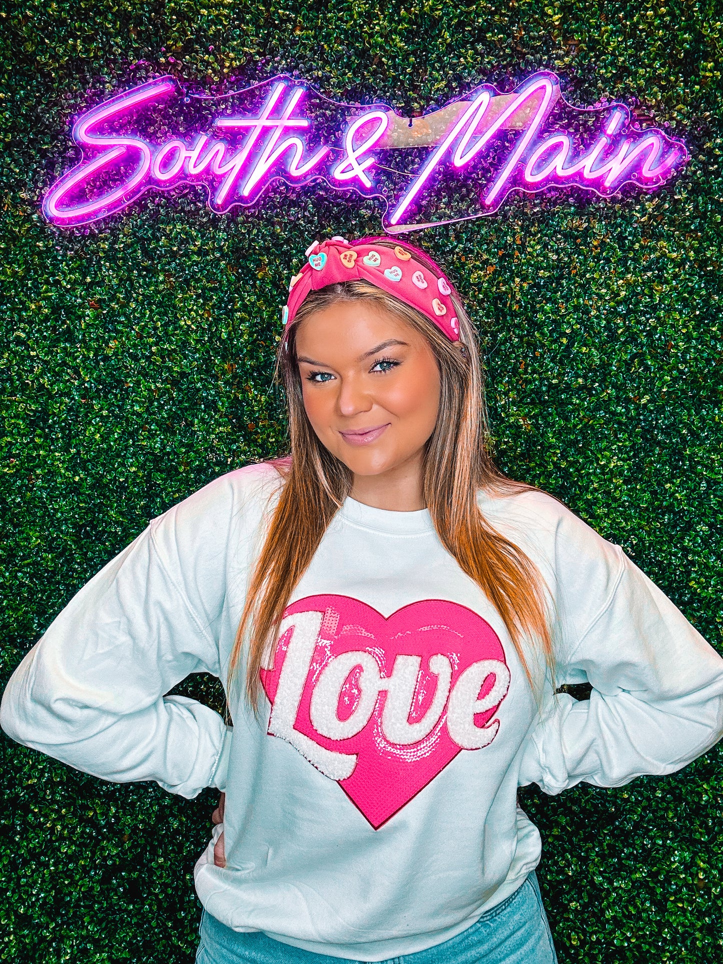 Hot Pink Love Sequin Sweatshirt