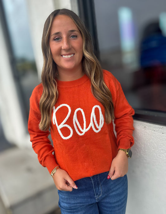 Orange BOO Sweater Top