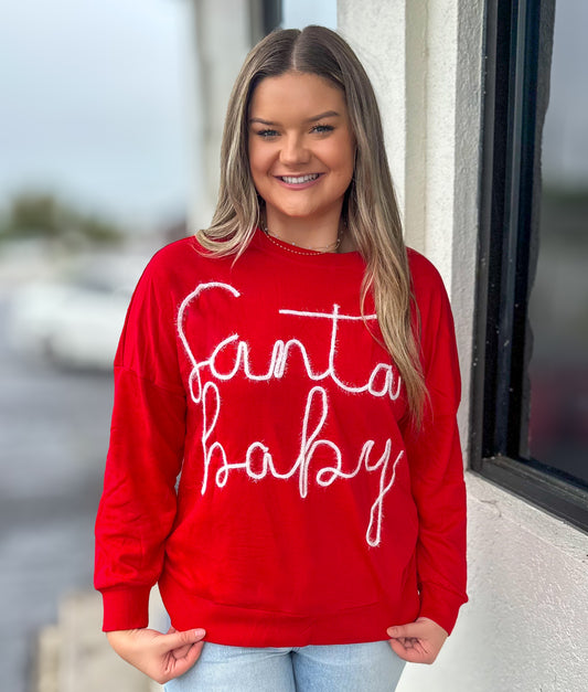 Santa Baby Tinsel Red Sweatshirt