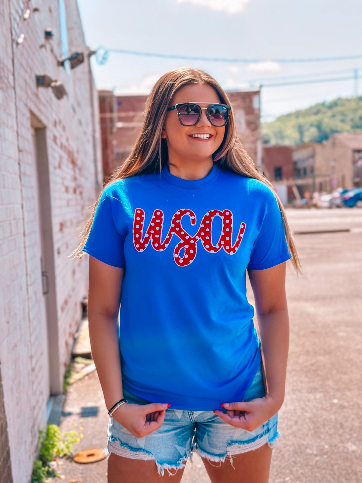 USA Appliqué Royal Blue T-Shirt