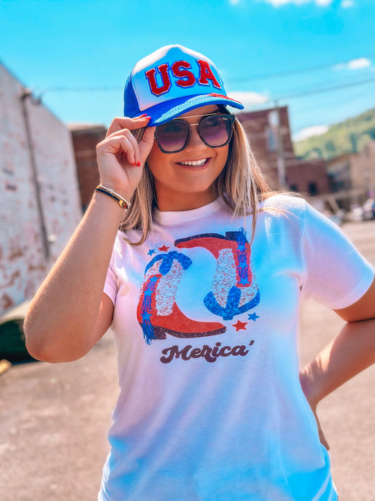 Merica' Boots White T-Shirt