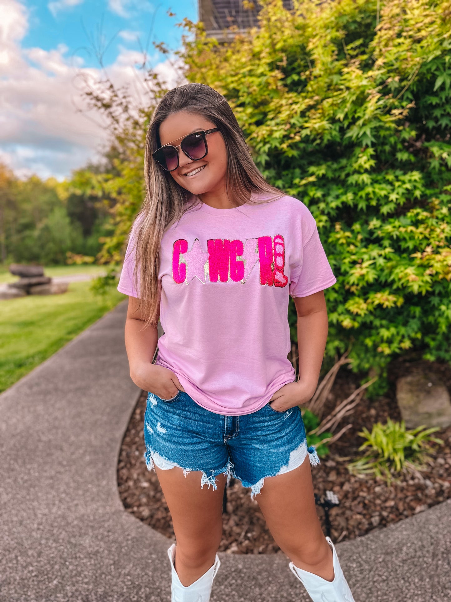 COWGIRL Chenille Light Pink T-Shirt