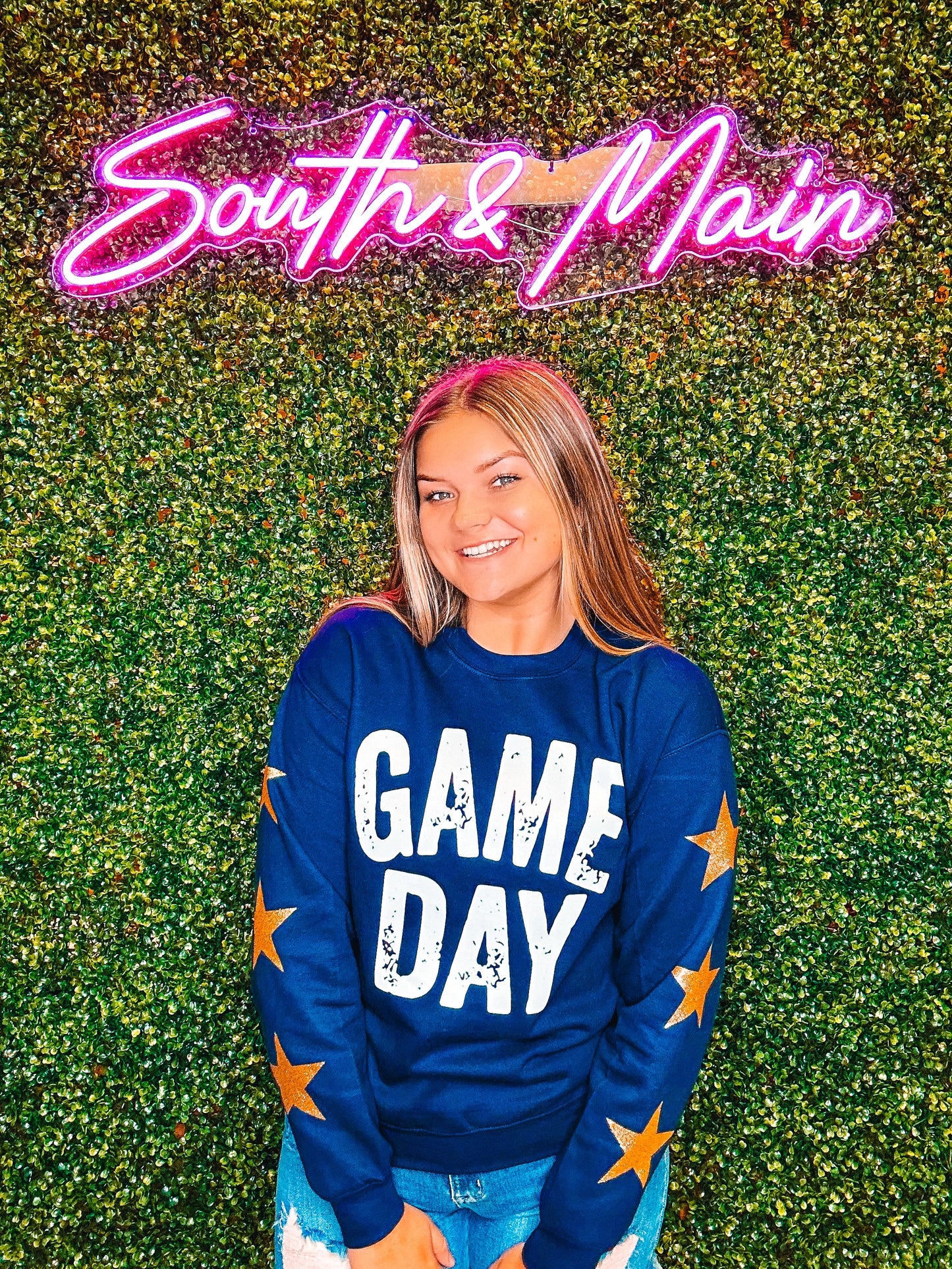 GAME DAY w/ Gold Stars Sweatshirt