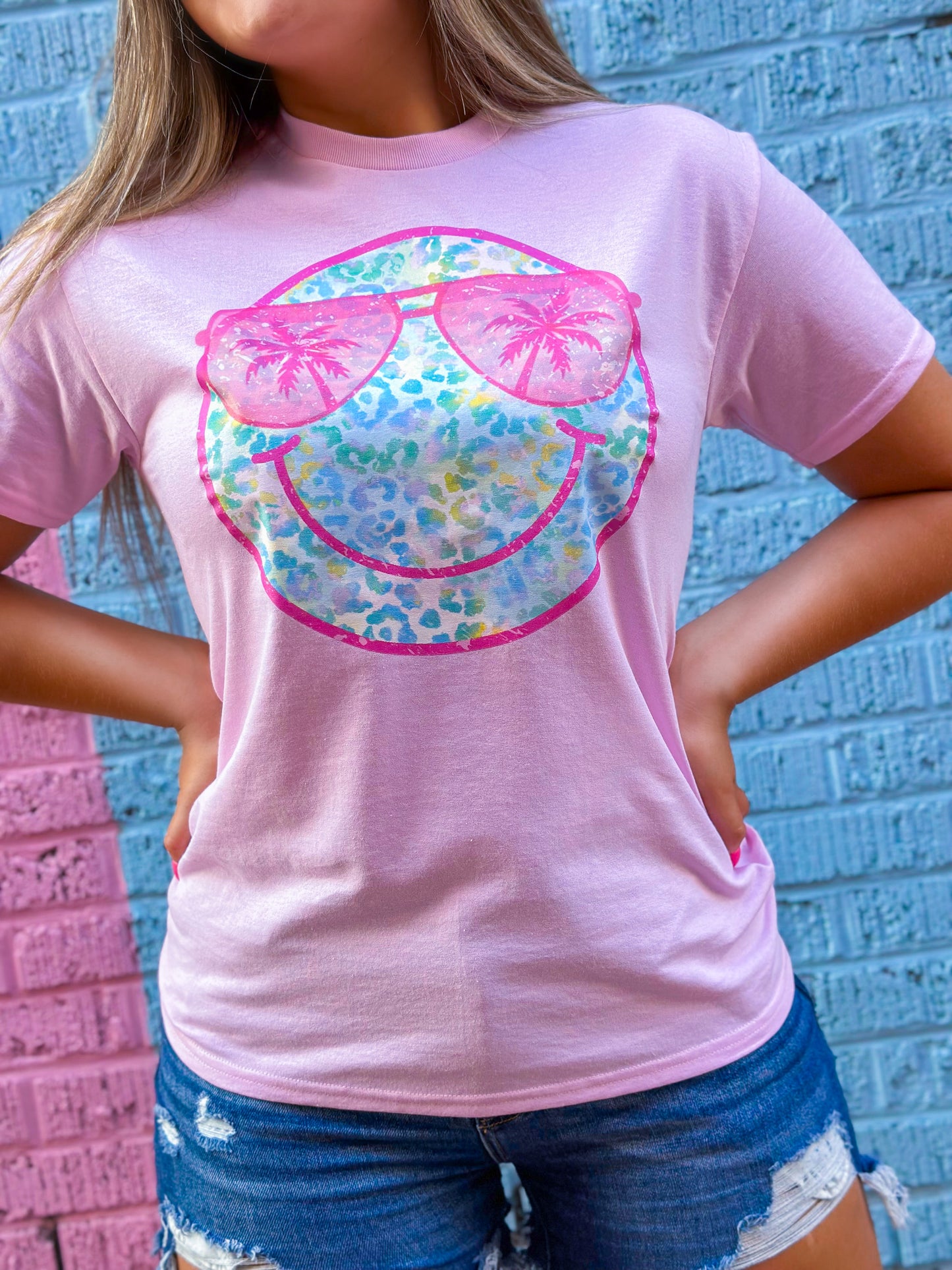 Palm Tree Shades Light Pink T-Shirt