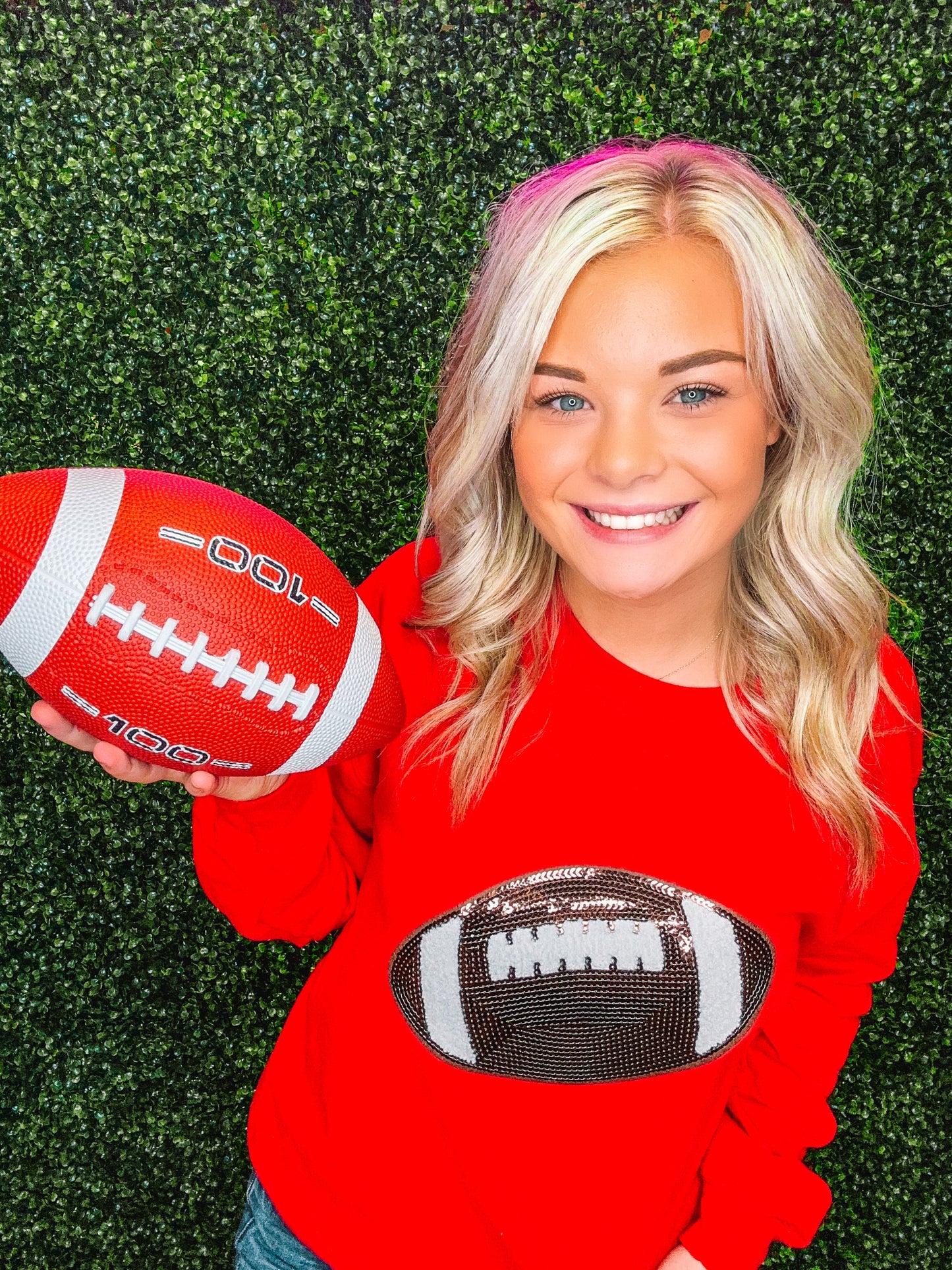 Football Sequin Chenille Sweatshirt