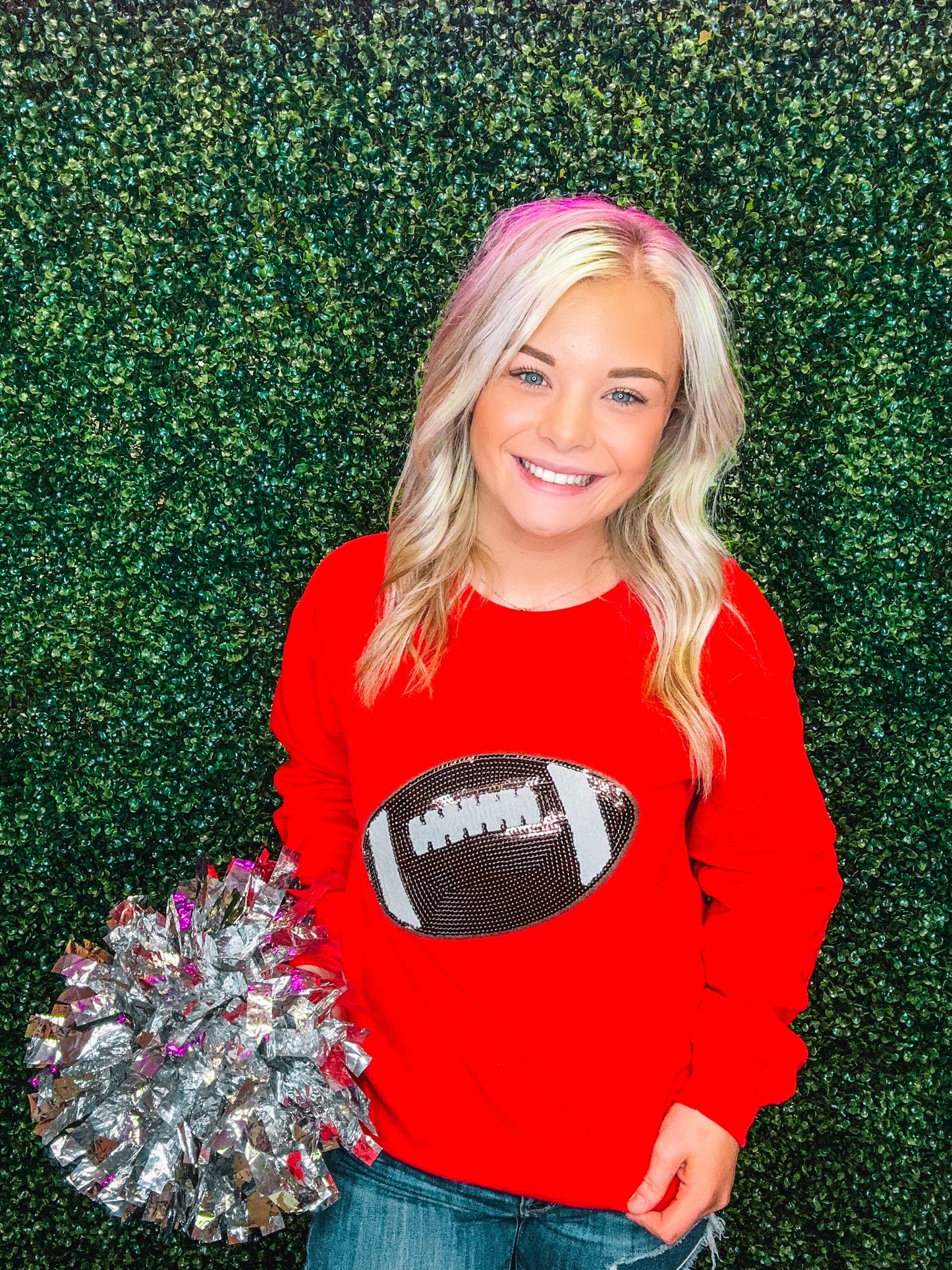 Football Sequin Chenille Sweatshirt