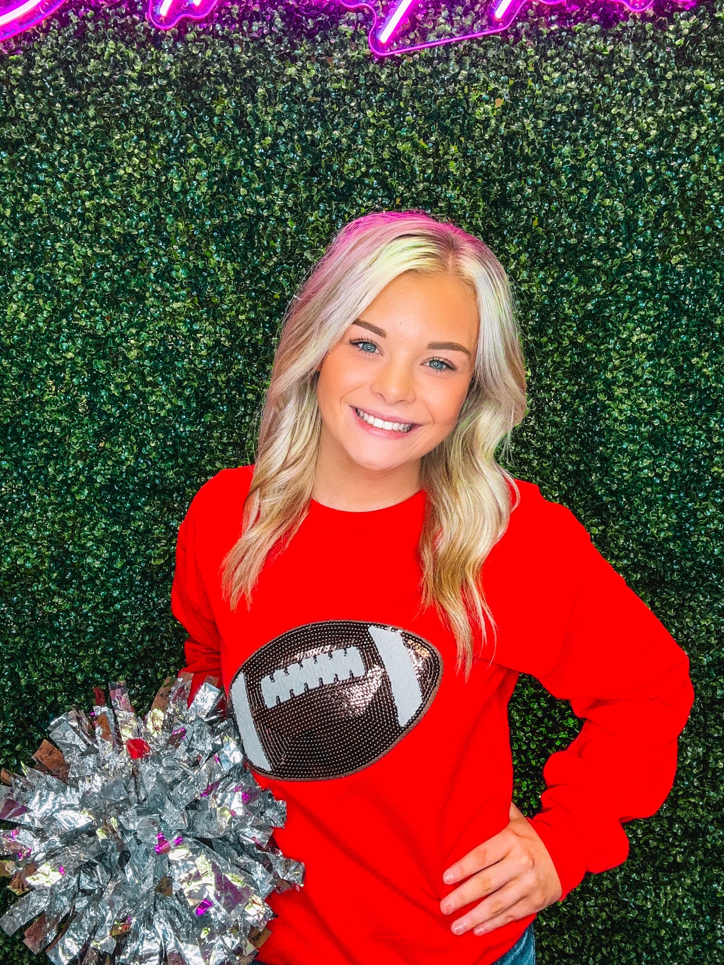 Football Sequin Chenille Sweatshirt