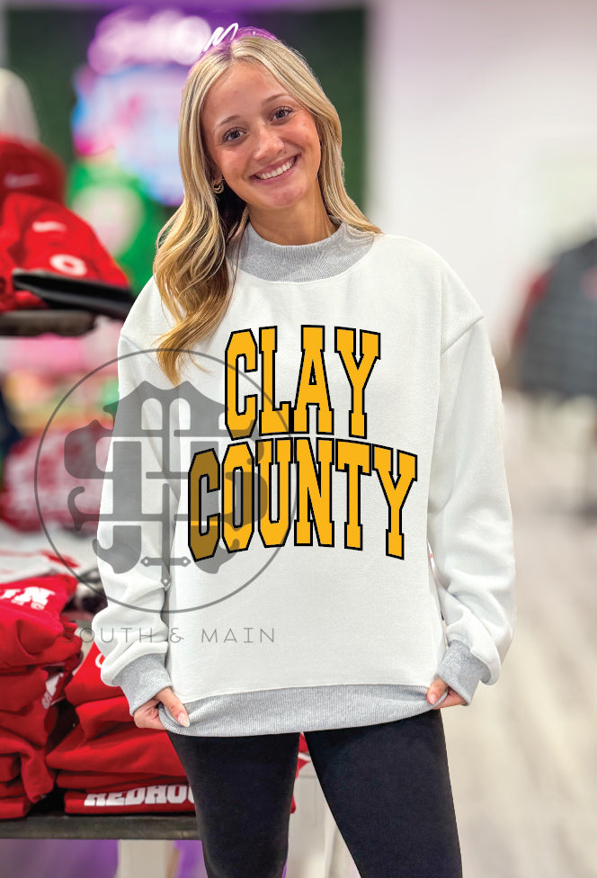 CLAY COUNTY 2-Sided Mock Neck Sweatshirt