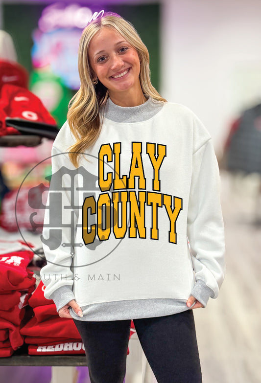 CLAY COUNTY 2-Sided Mock Neck Sweatshirt