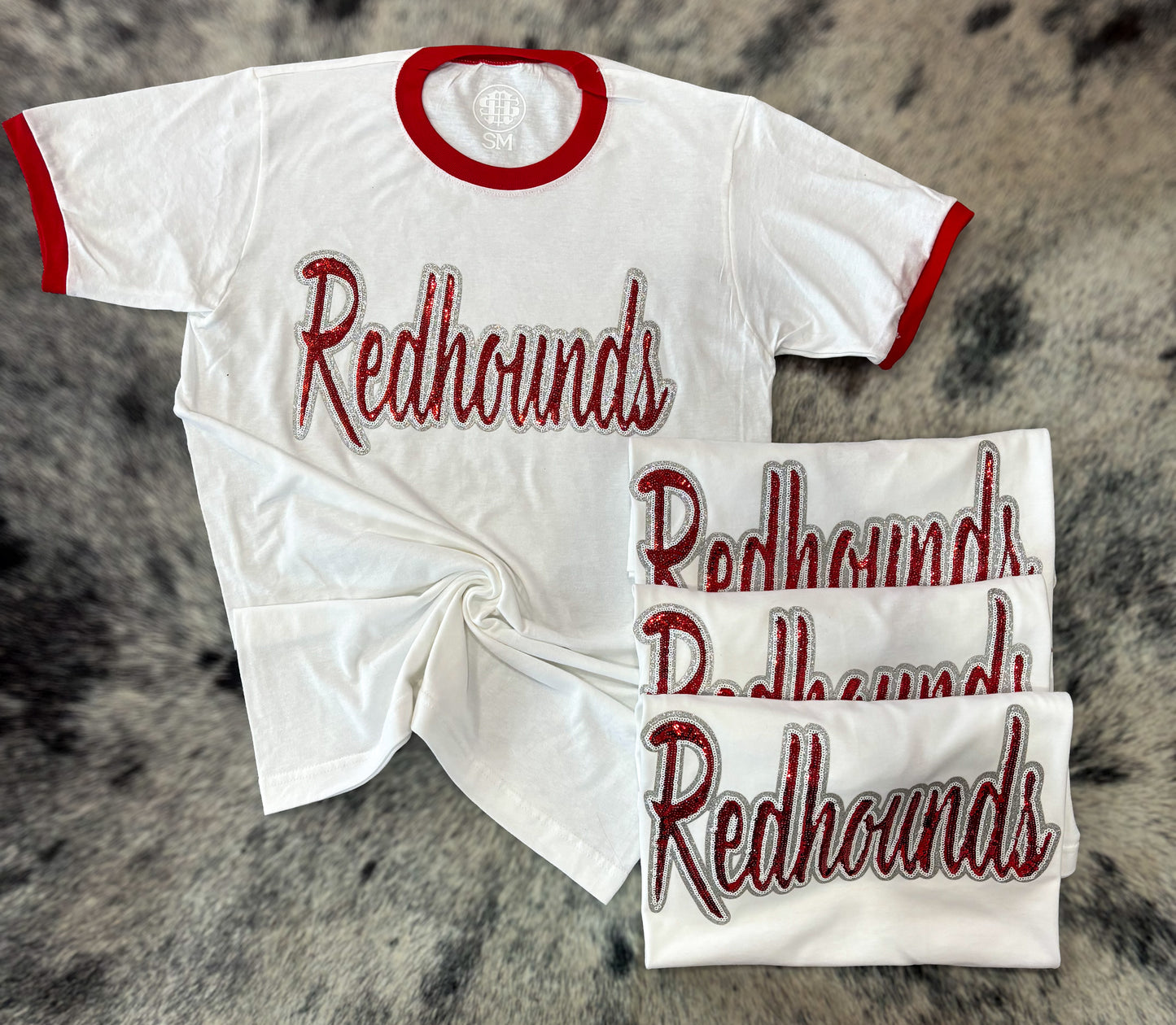 Redhounds Sequin Red Ringer T-Shirt