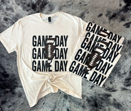 GAME DAY Football Lightning Bolt T-Shirt (Cream)